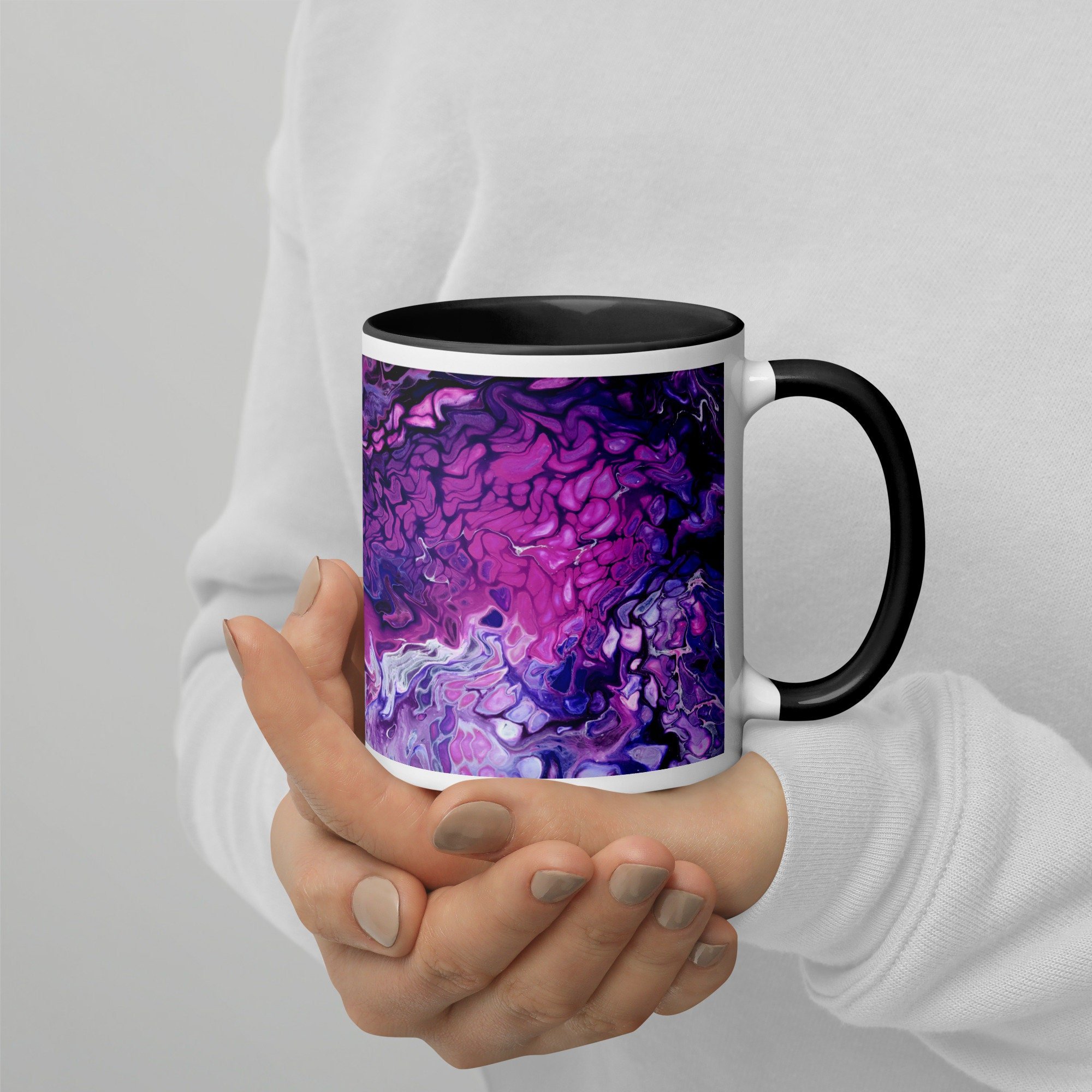 Ceramic Mug with Black Handle and Interior - "Purple's Paradise" - 11 oz - Liminal Layers