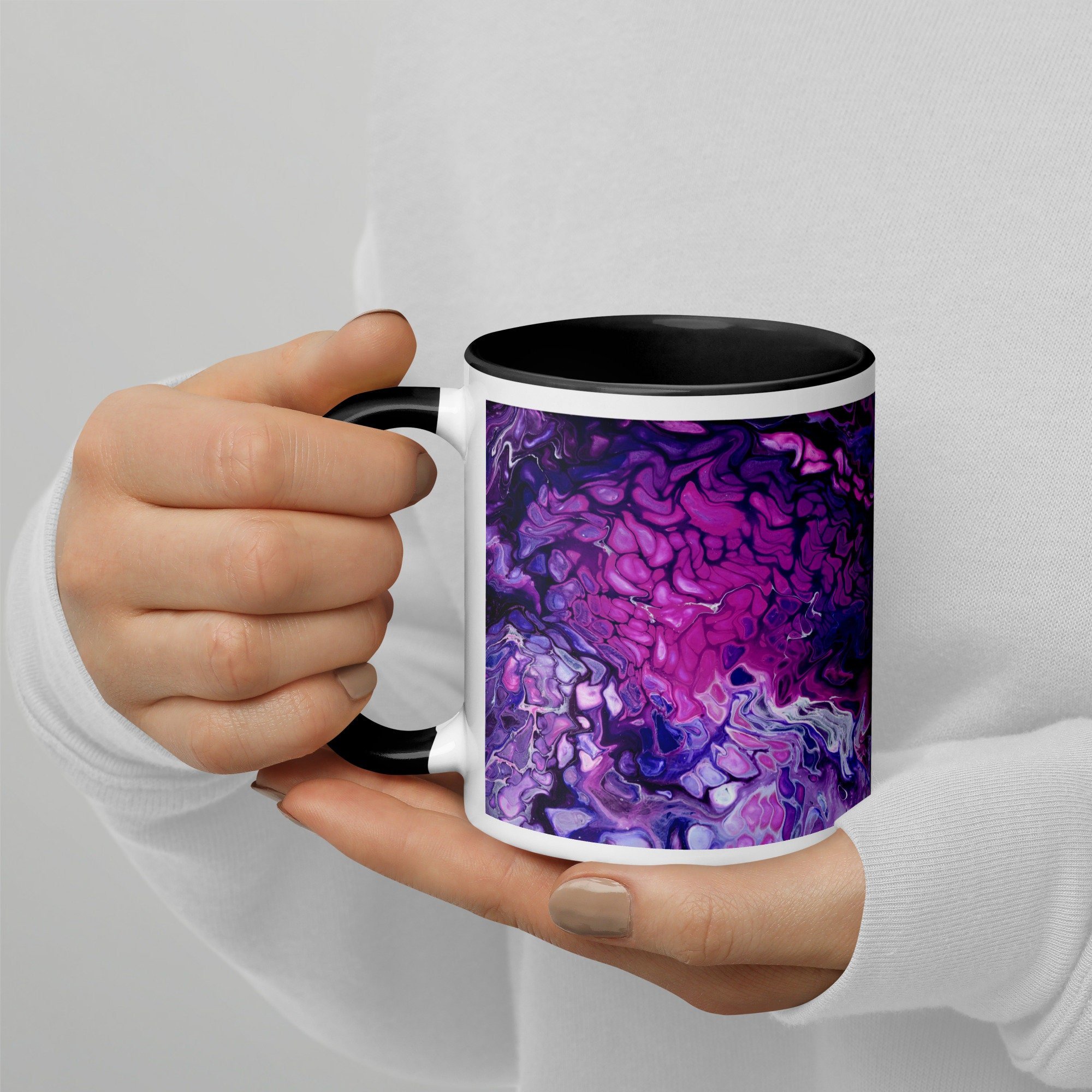 Ceramic Mug with Black Handle and Interior - "Purple's Paradise" - 11 oz - Liminal Layers