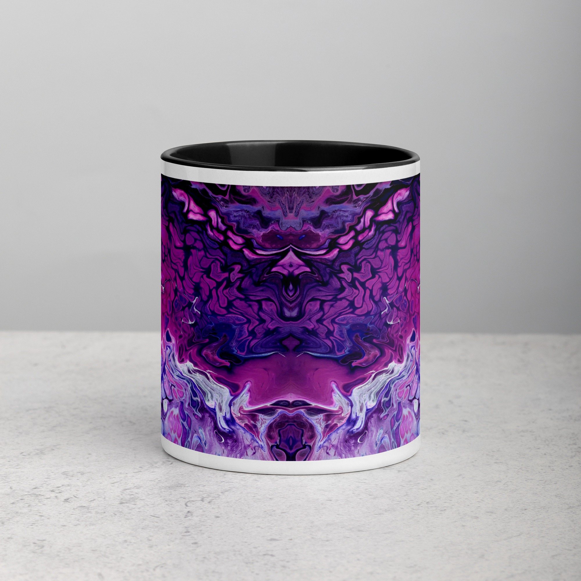 Ceramic Mug with Black Handle and Interior - "Purple's Paradise" - 11 oz - Liminal Layers