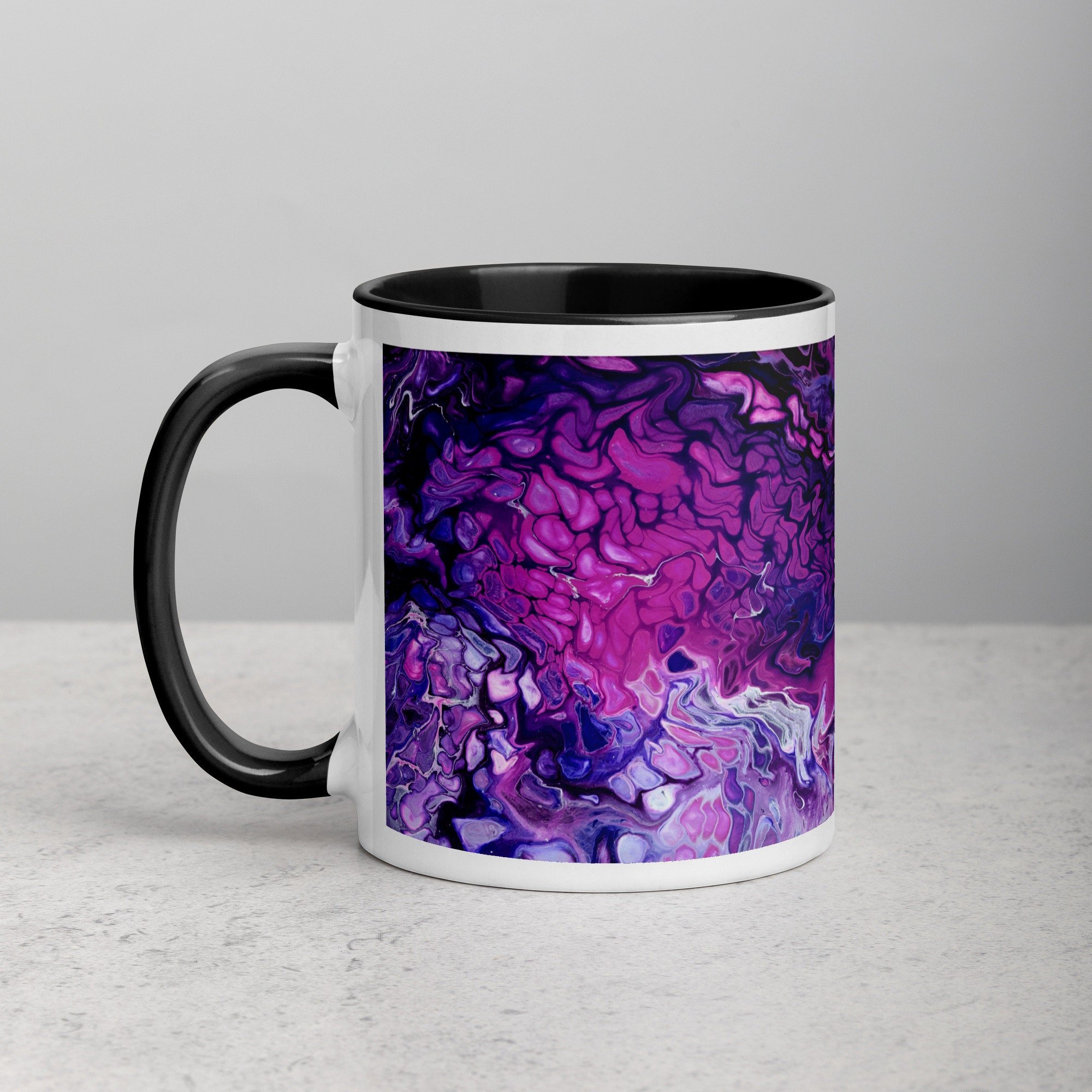 Ceramic Mug with Black Handle and Interior - "Purple's Paradise" - 11 oz - Liminal Layers