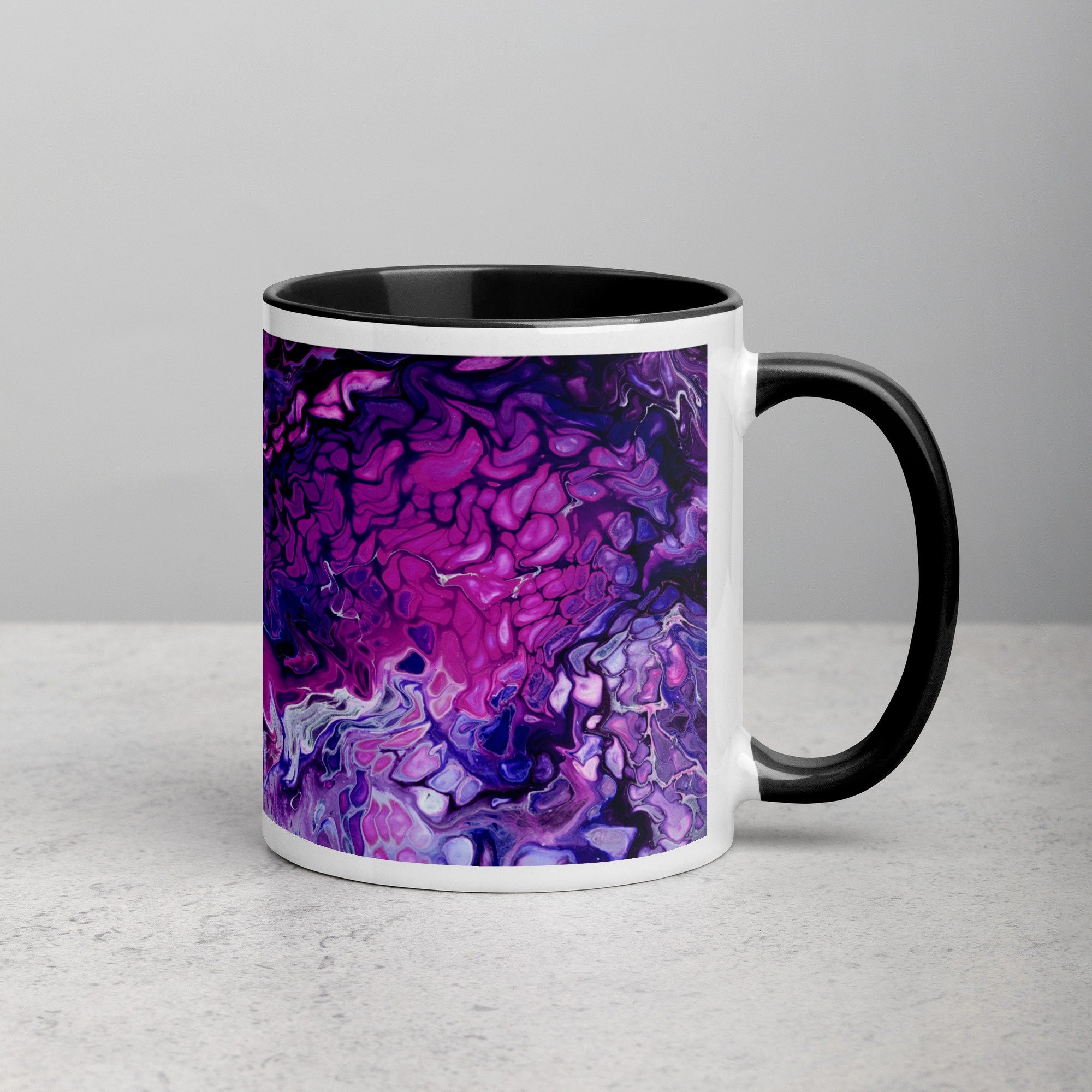 Ceramic Mug with Black Handle and Interior - "Purple's Paradise" - 11 oz - Liminal Layers
