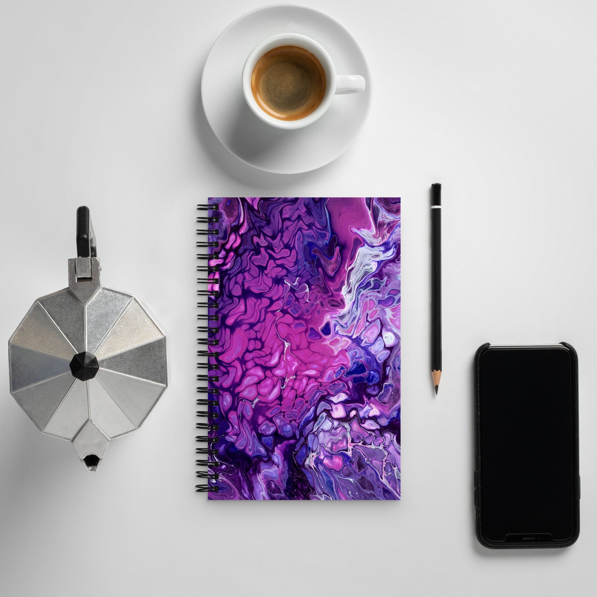 Spiral Notebook - "Purple's Paradise" - Dotted Page Journal - Liminal Layers