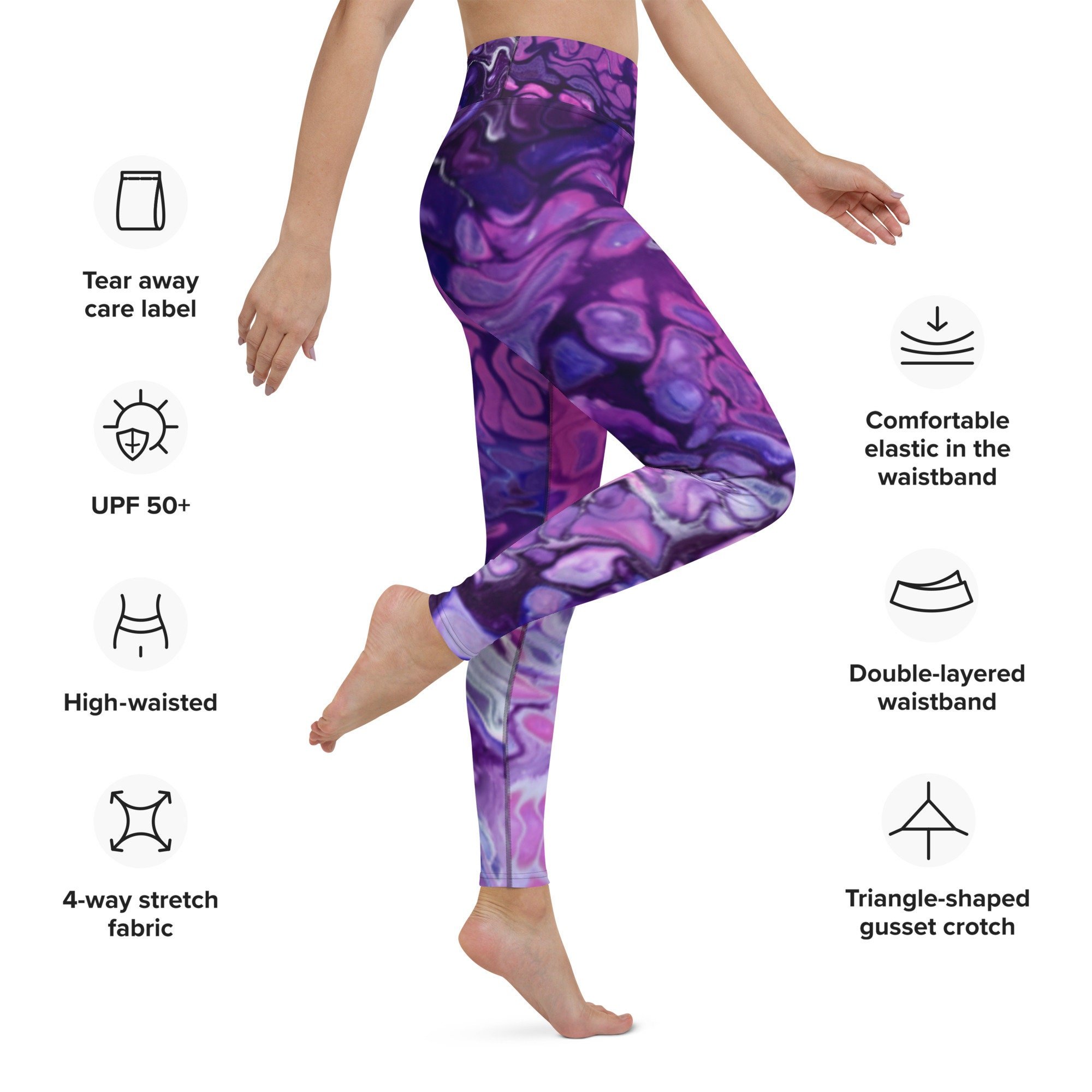 Women's Yoga Leggings - Purple's Paradise (Sizes XS to XL) - Liminal Layers