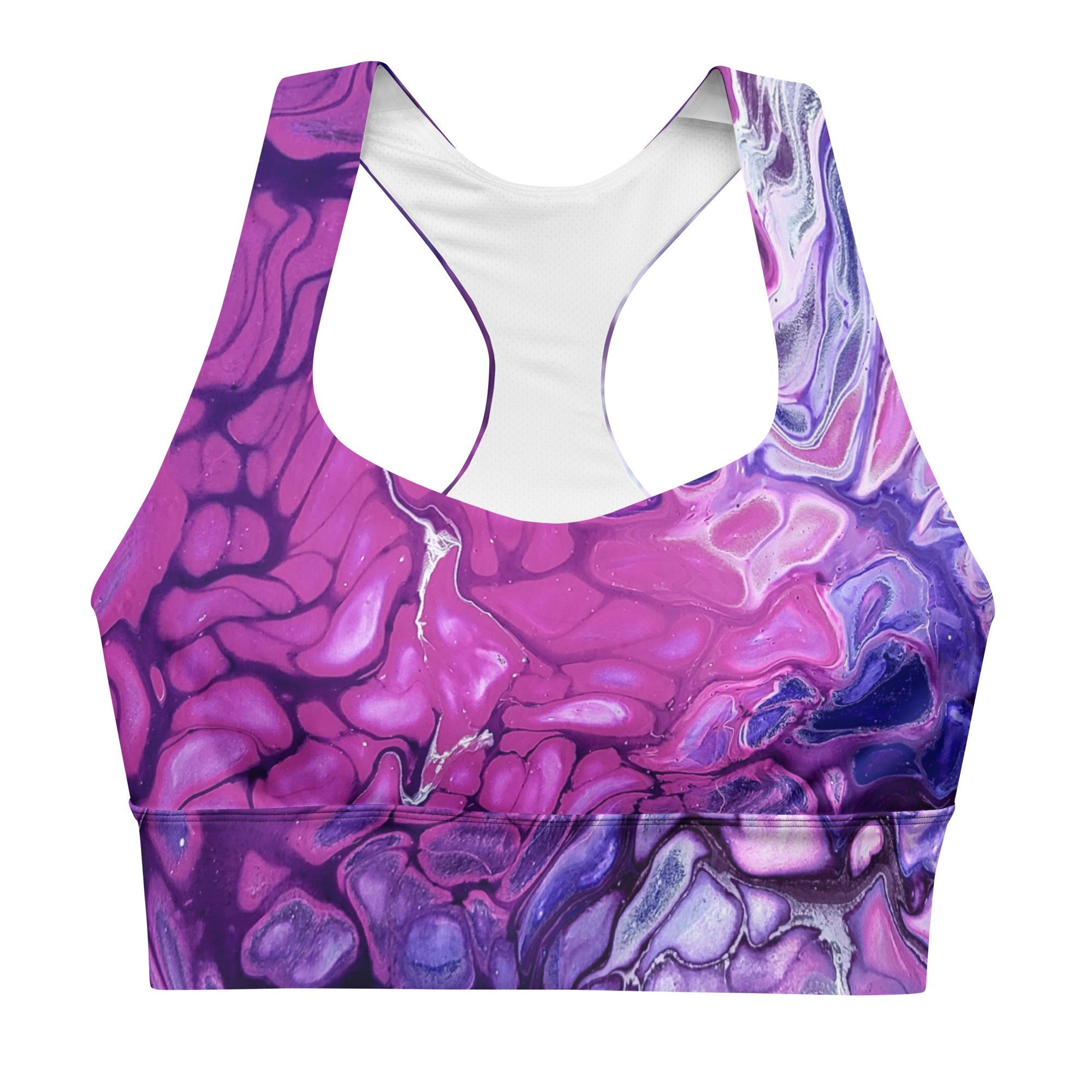 Women's Longline Sports Bra - "Purple's Paradise" - Purple Athletic Top - Liminal Layers
