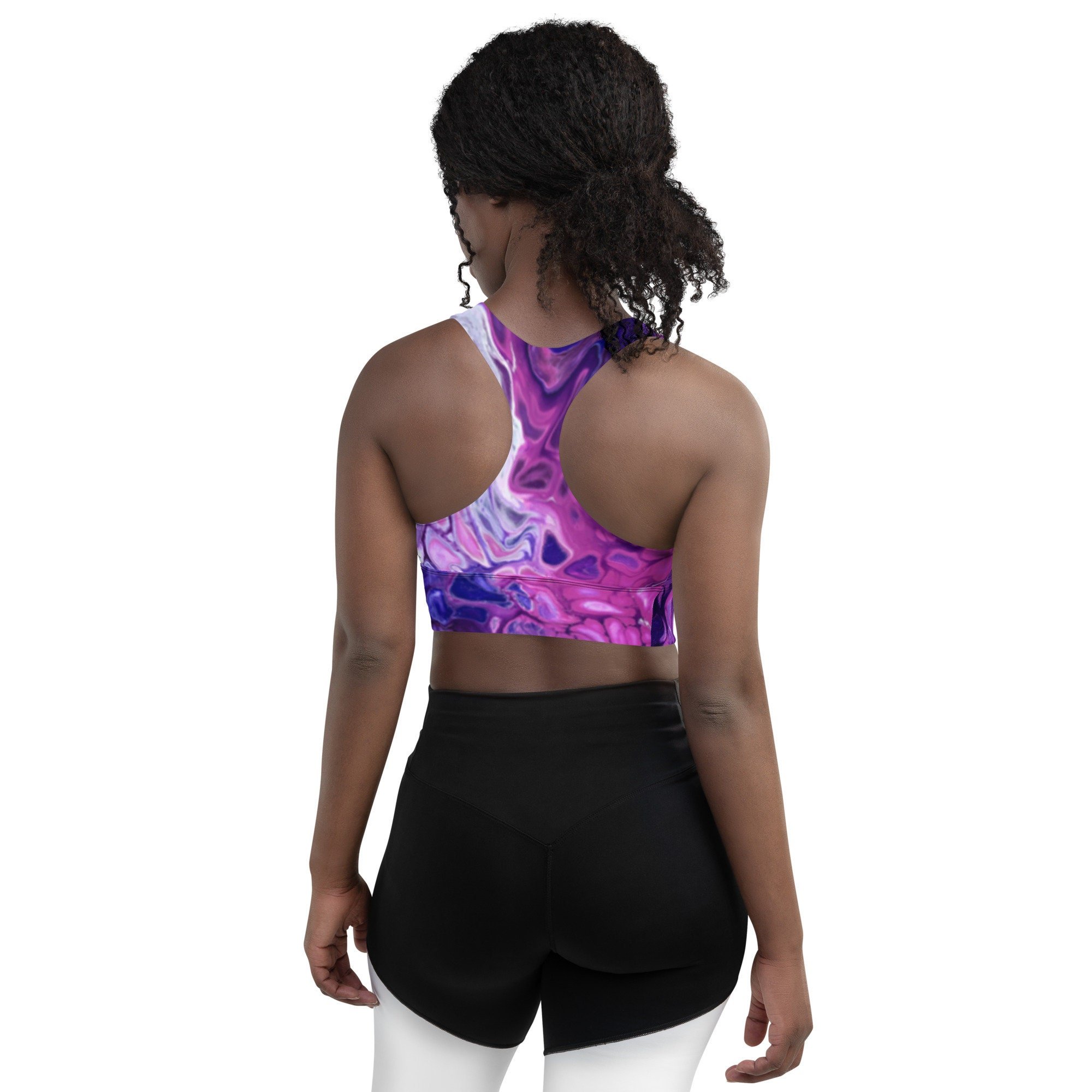 Women's Longline Sports Bra - "Purple's Paradise" - Purple Athletic Top - Liminal Layers