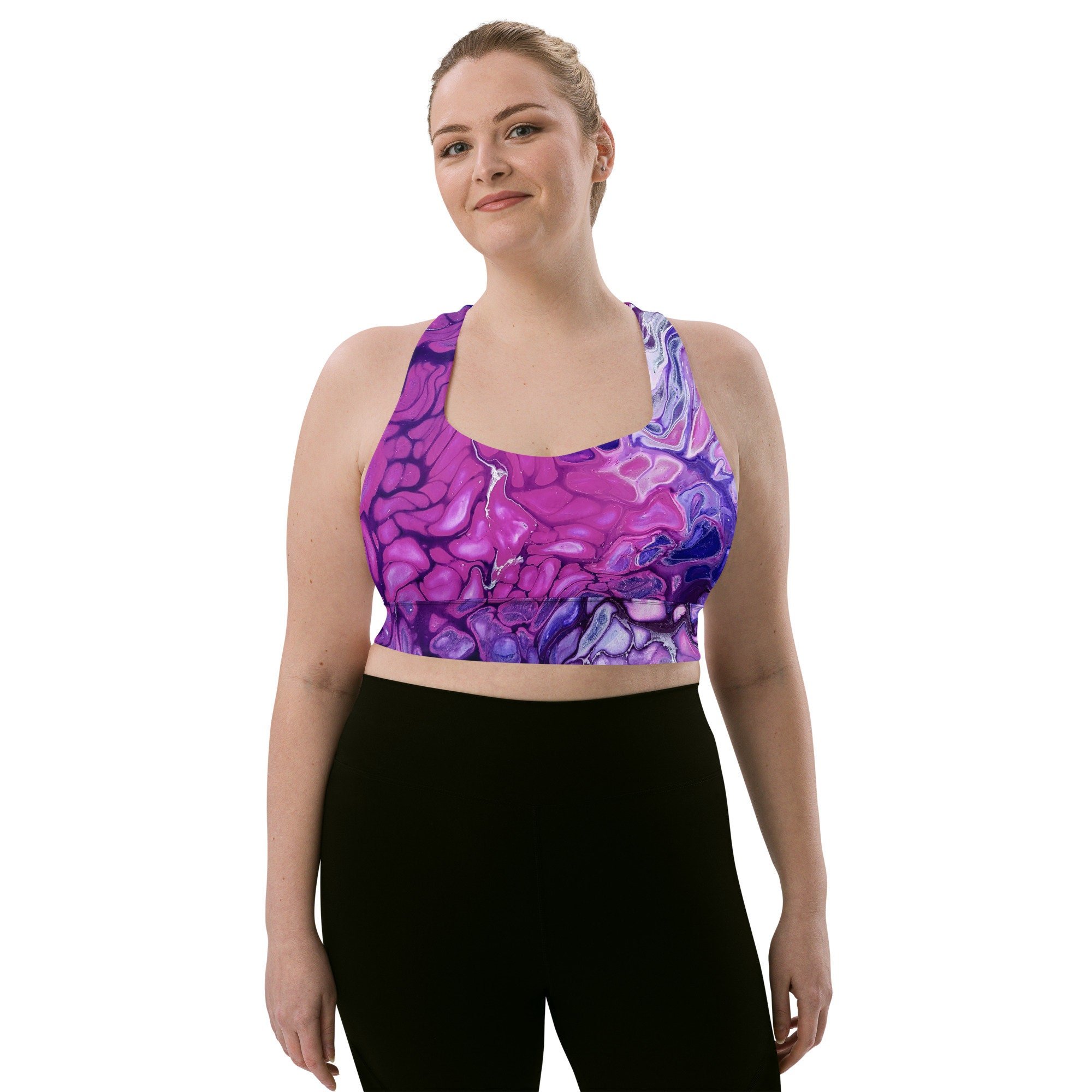Women's Longline Sports Bra - "Purple's Paradise" - Purple Athletic Top - Liminal Layers