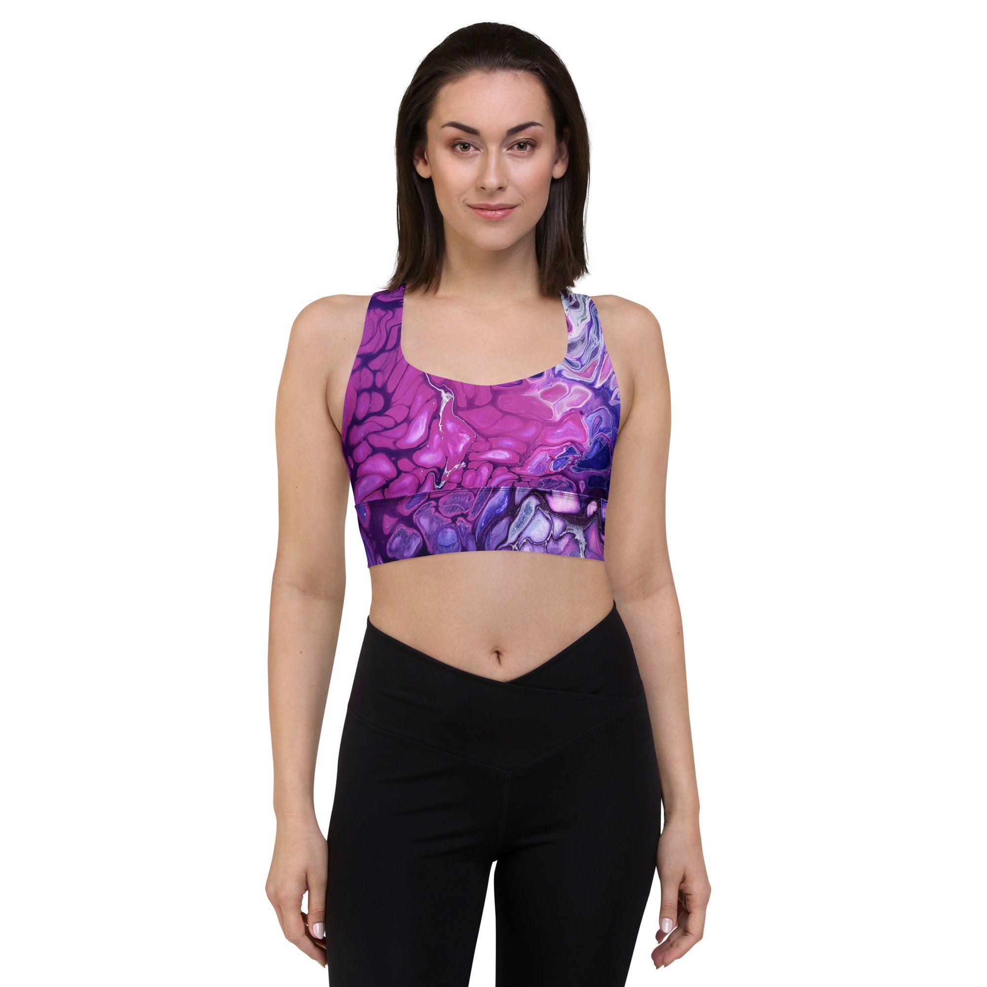 Women's Longline Sports Bra - "Purple's Paradise" - Purple Athletic Top - Liminal Layers