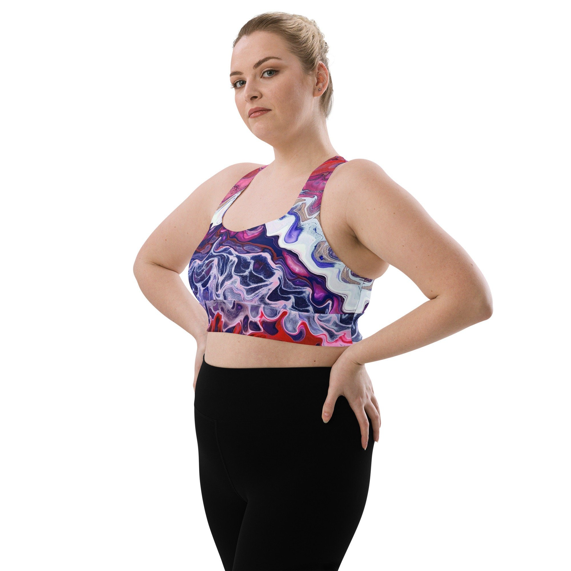 Longline Sports Bra - "Give Me a Kiss" - Women's Size XS to 3XL - Liminal Layers
