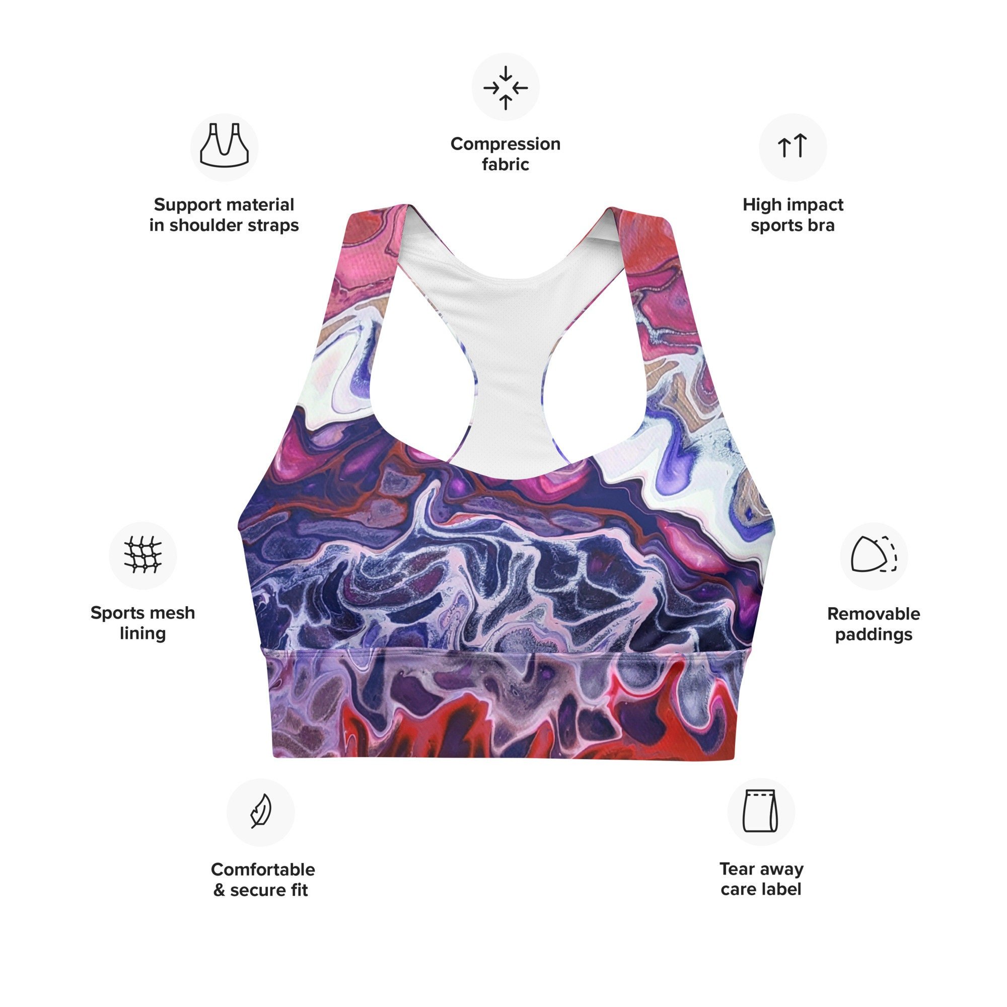 Longline Sports Bra - "Give Me a Kiss" - Women's Size XS to 3XL - Liminal Layers