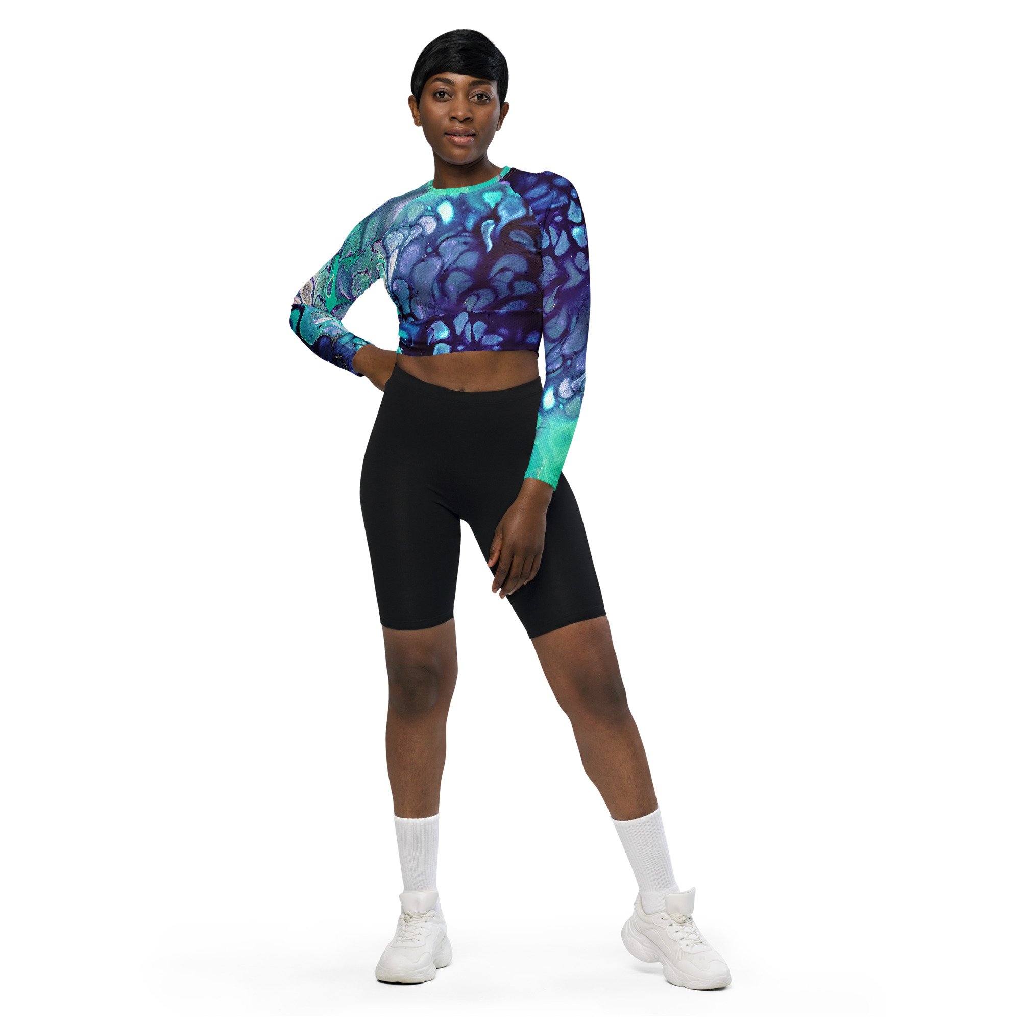 Long-Sleeve Crop Top - "Mystic Bath" - Women's Size 2XS to 6XL (Eco-Friendly) - Liminal Layers