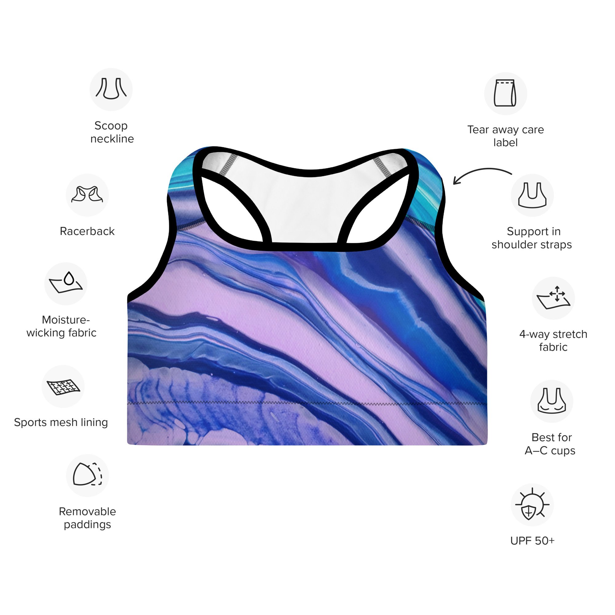 Padded Sports Bra - "Beneath" - Women's Size XS to 3XL - Liminal Layers