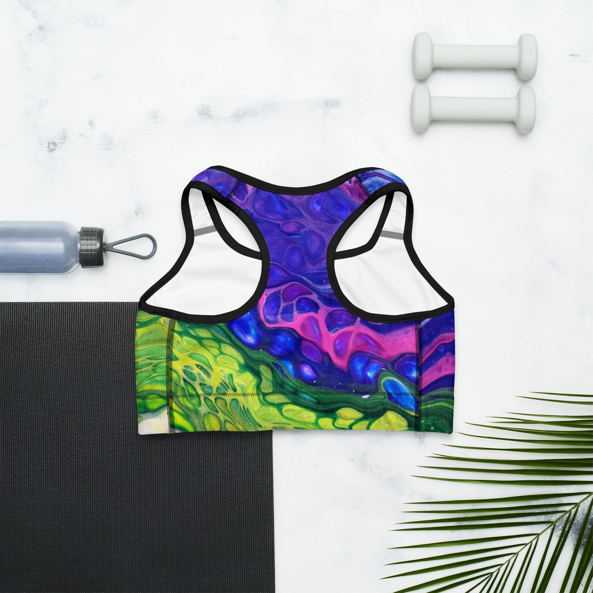 Women's Sports Bra - In the Garden, No. 6 - White or Black Piping - Liminal Layers
