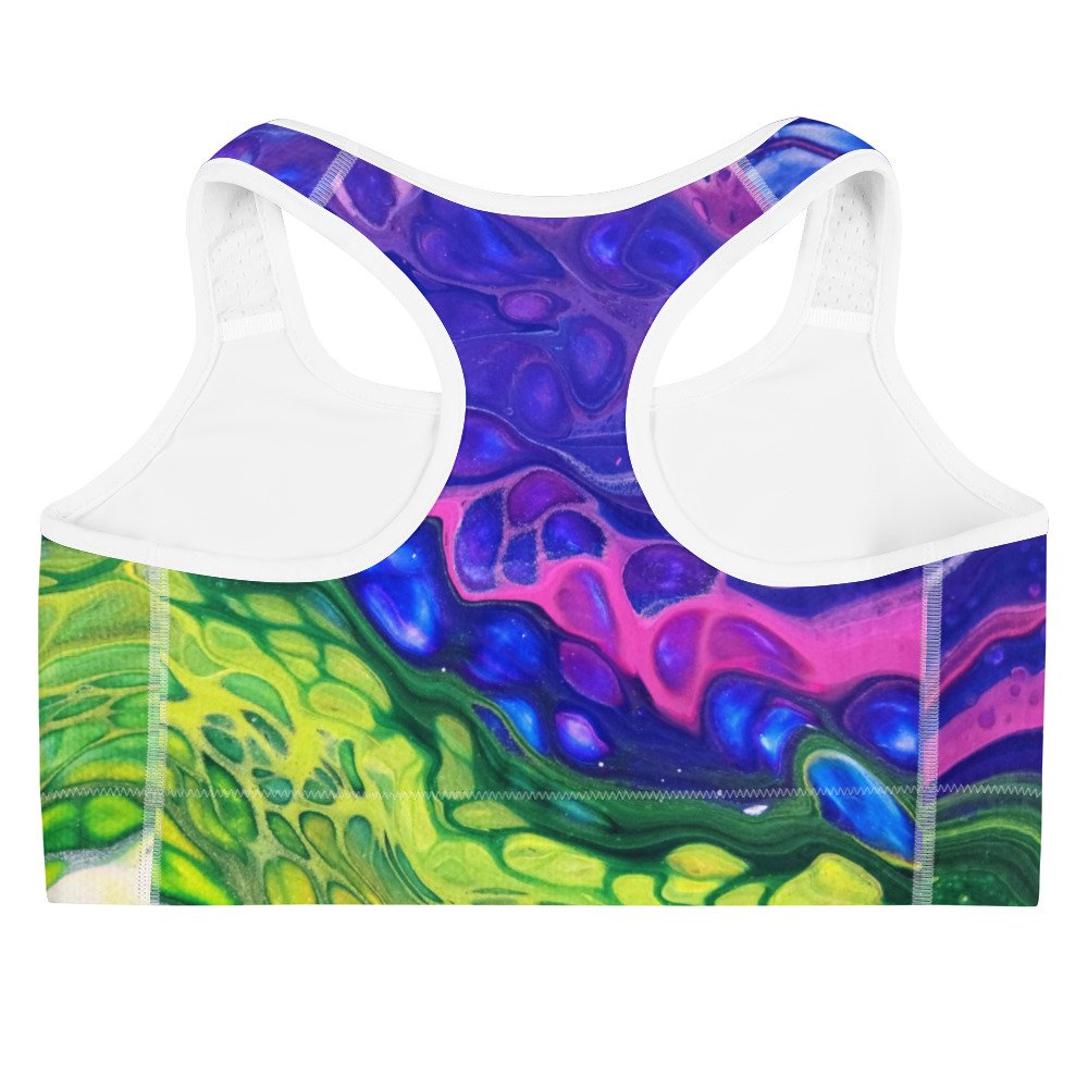 Women's Sports Bra - In the Garden, No. 6 - White or Black Piping - Liminal Layers