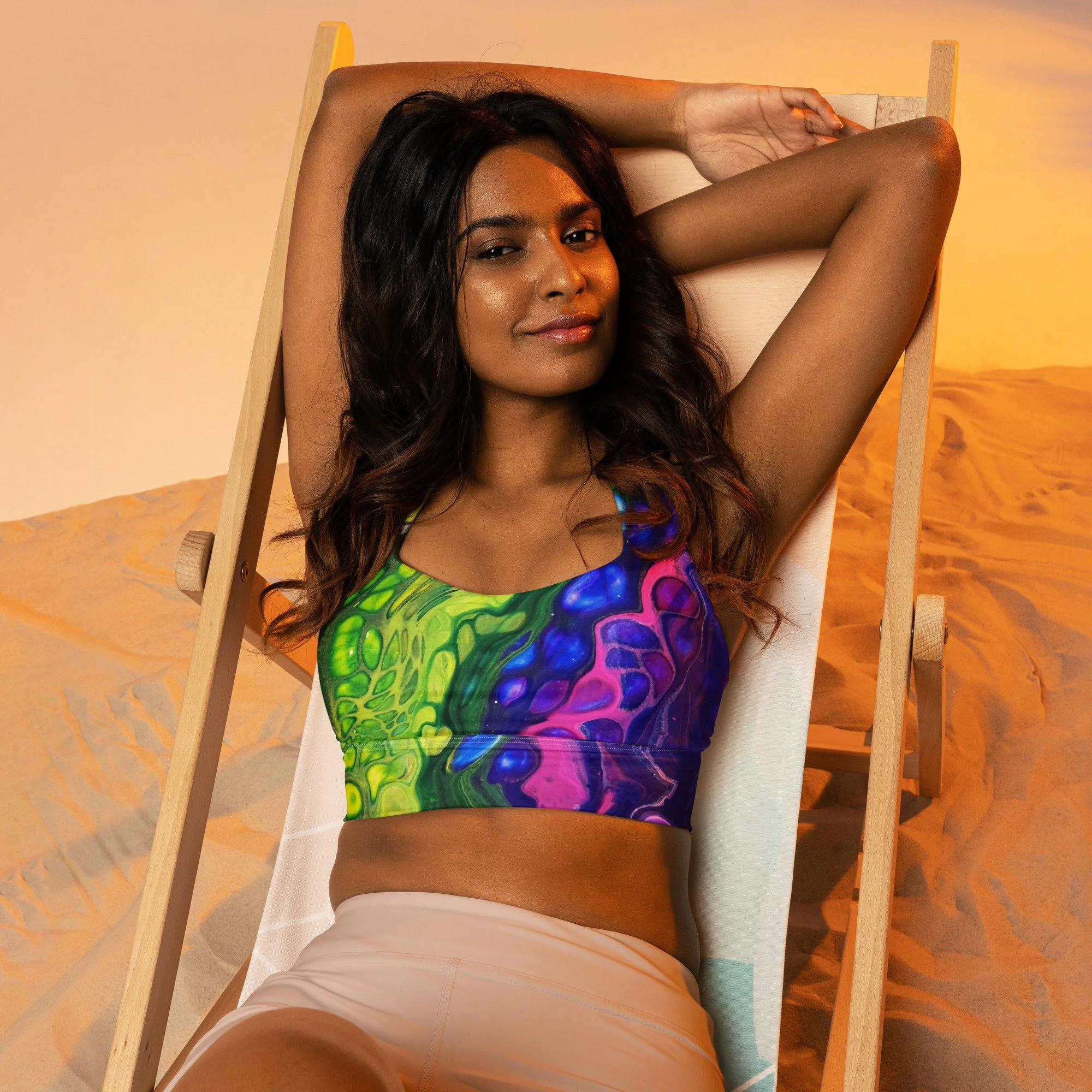 Women's Longline Sports Bra - In the Garden, No. 6 - Liminal Layers