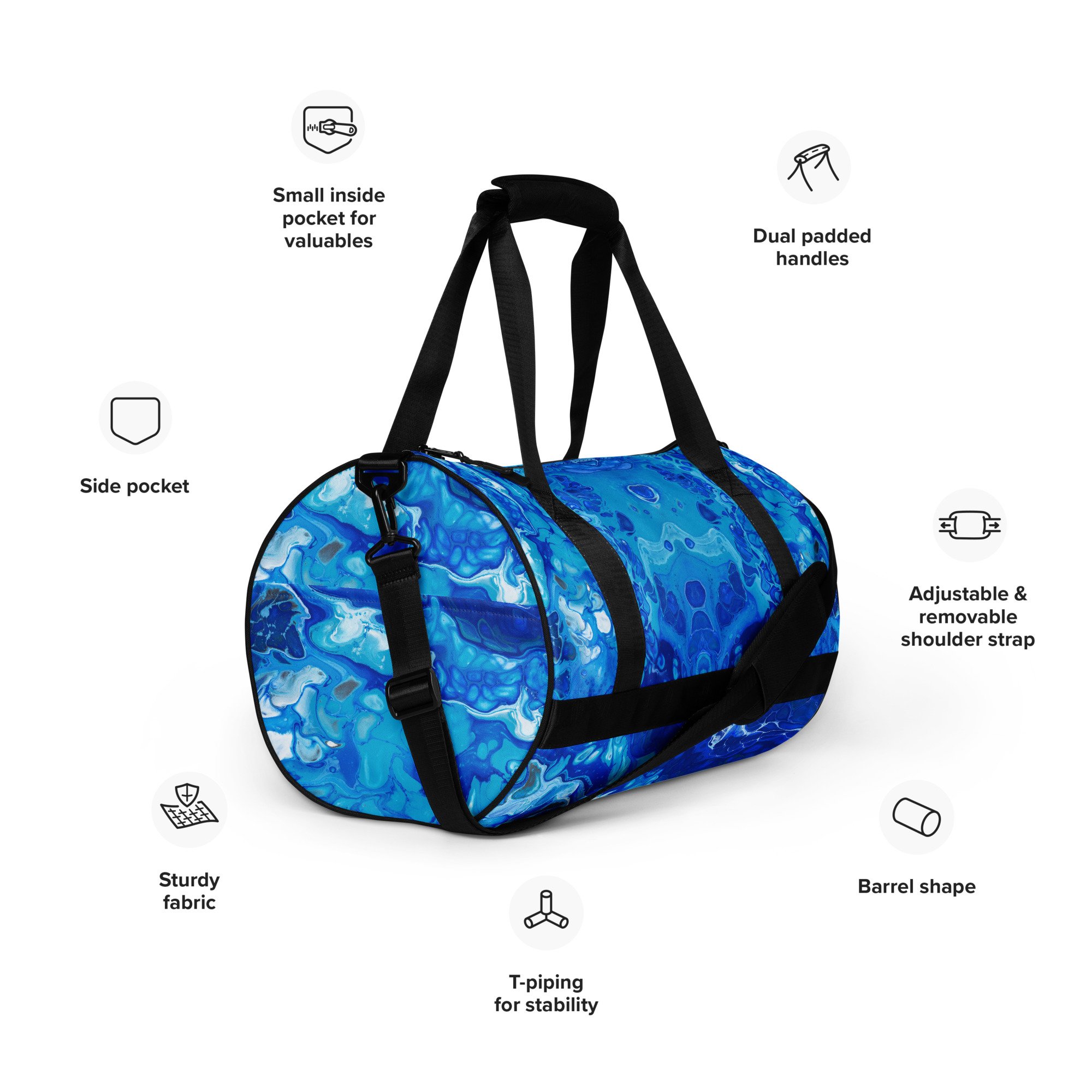 Gym Bag - Currents of Clarity - Abstract Ocean Blue - Liminal Layers
