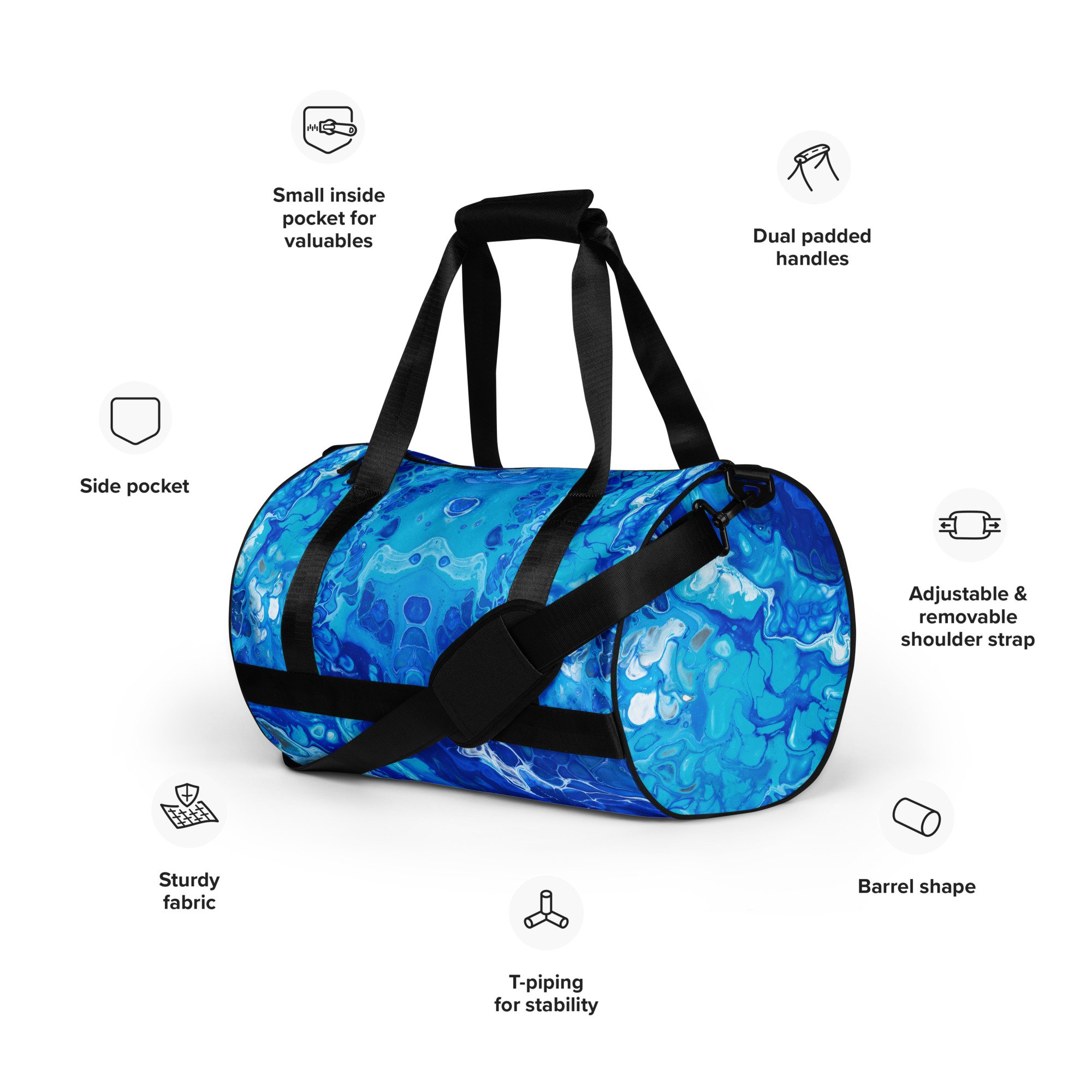 Gym Bag - Currents of Clarity - Abstract Ocean Blue - Liminal Layers