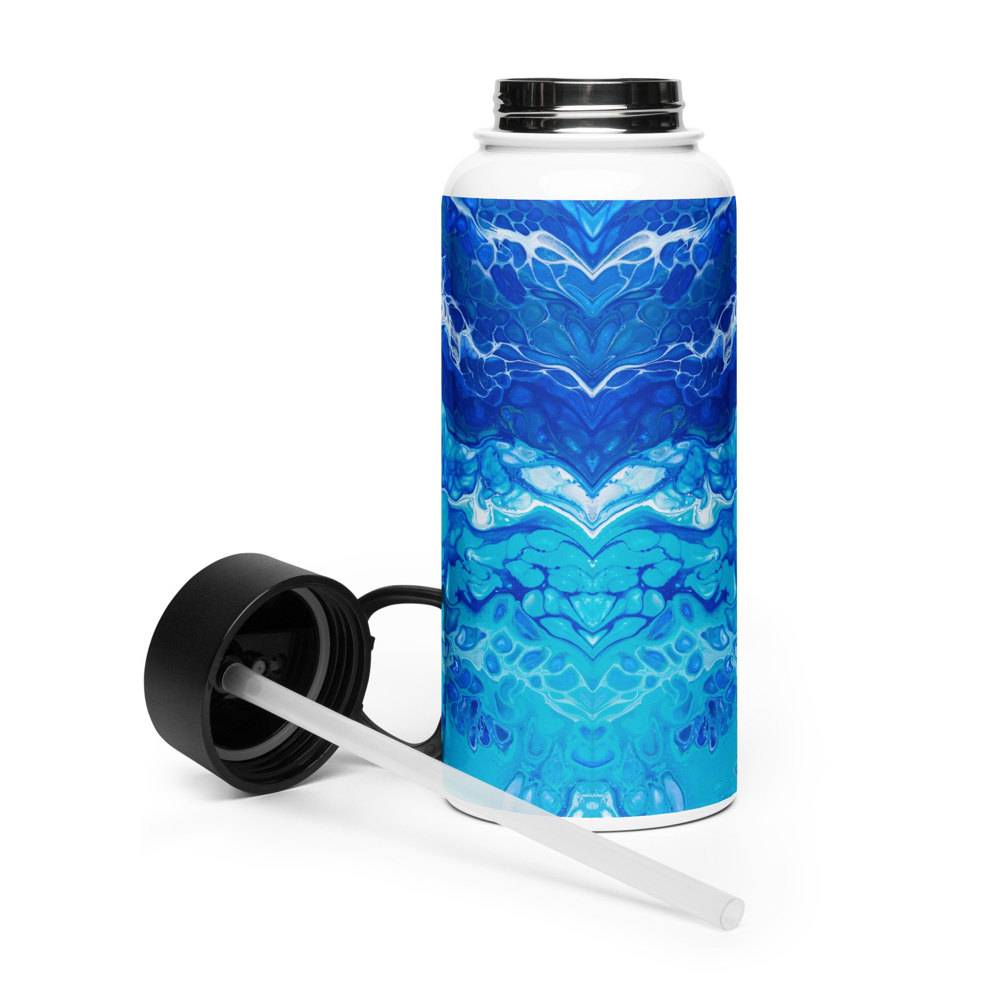 Stainless Steel Water Bottle with Straw Lid - Currents of Clarity - Liminal Layers