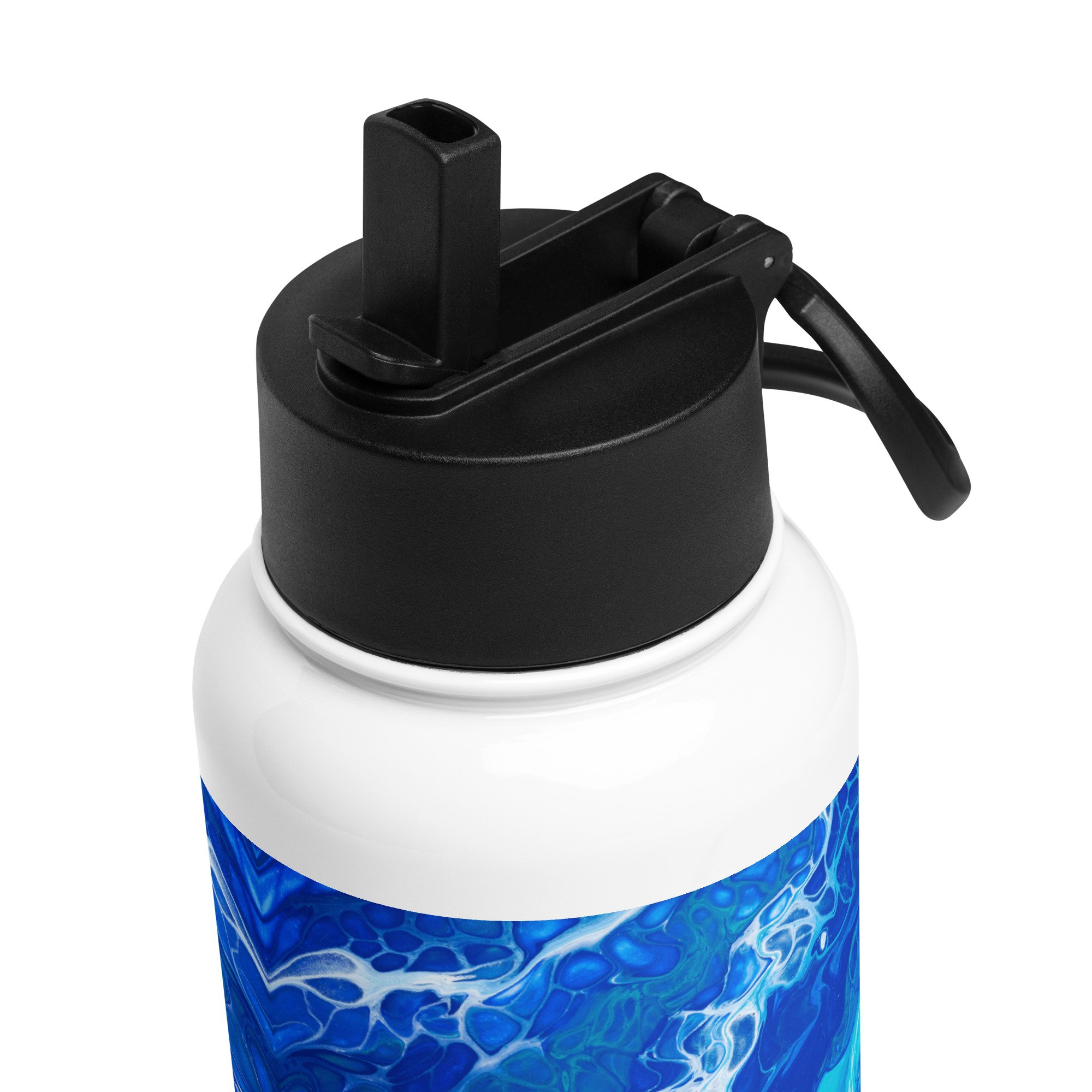 Stainless Steel Water Bottle with Straw Lid - Currents of Clarity - Liminal Layers
