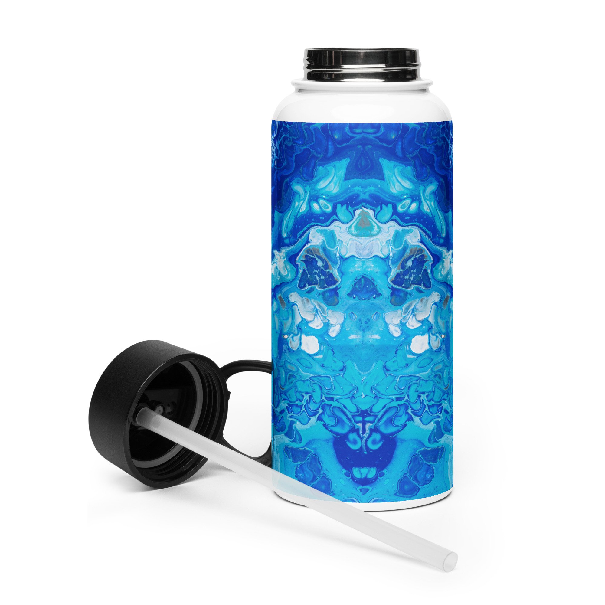 Stainless Steel Water Bottle with Straw Lid - Currents of Clarity - Liminal Layers