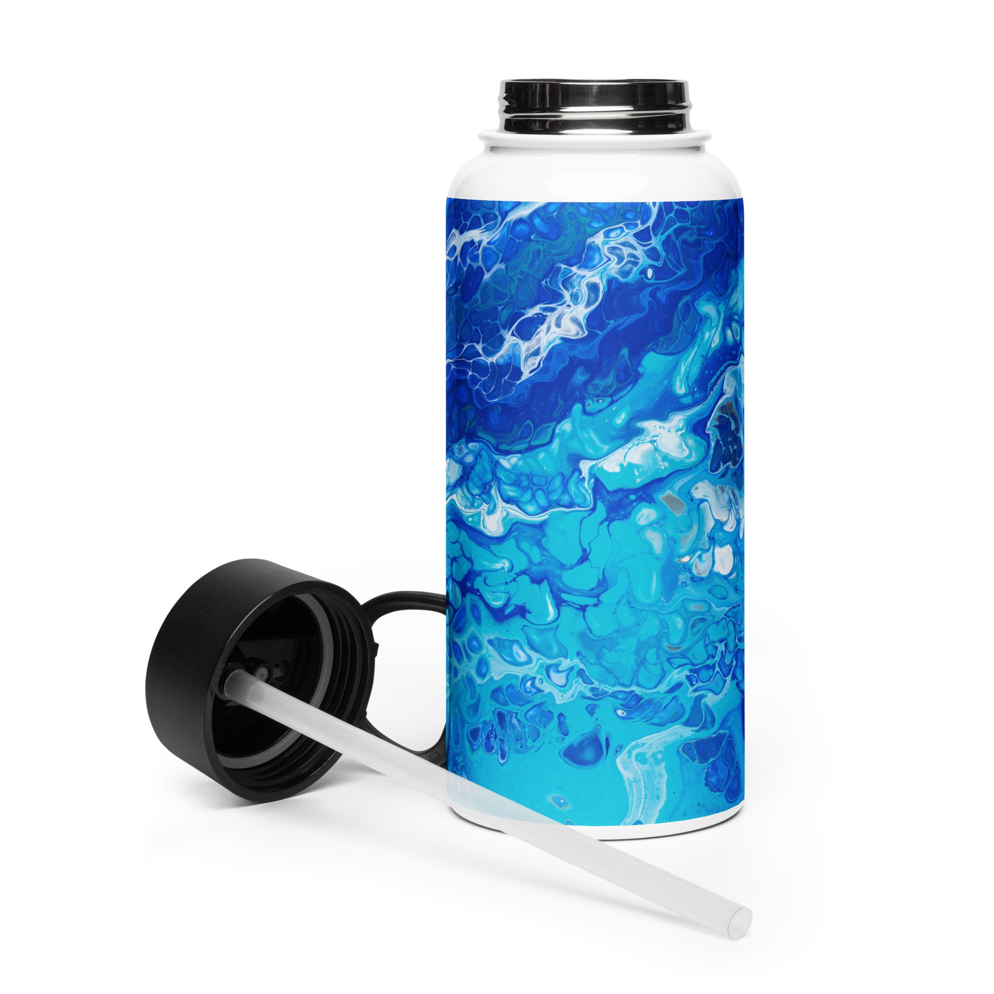 Stainless Steel Water Bottle with Straw Lid - Currents of Clarity - Liminal Layers