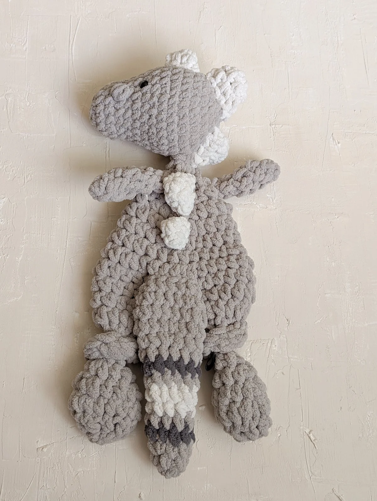 Crocheted Gray Dino Lovey