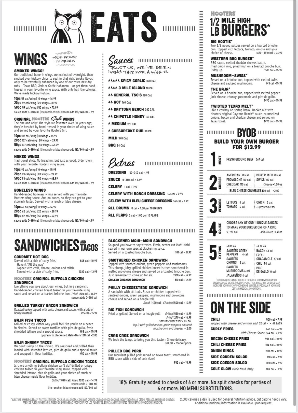 Menu — Hooters of Ocean City