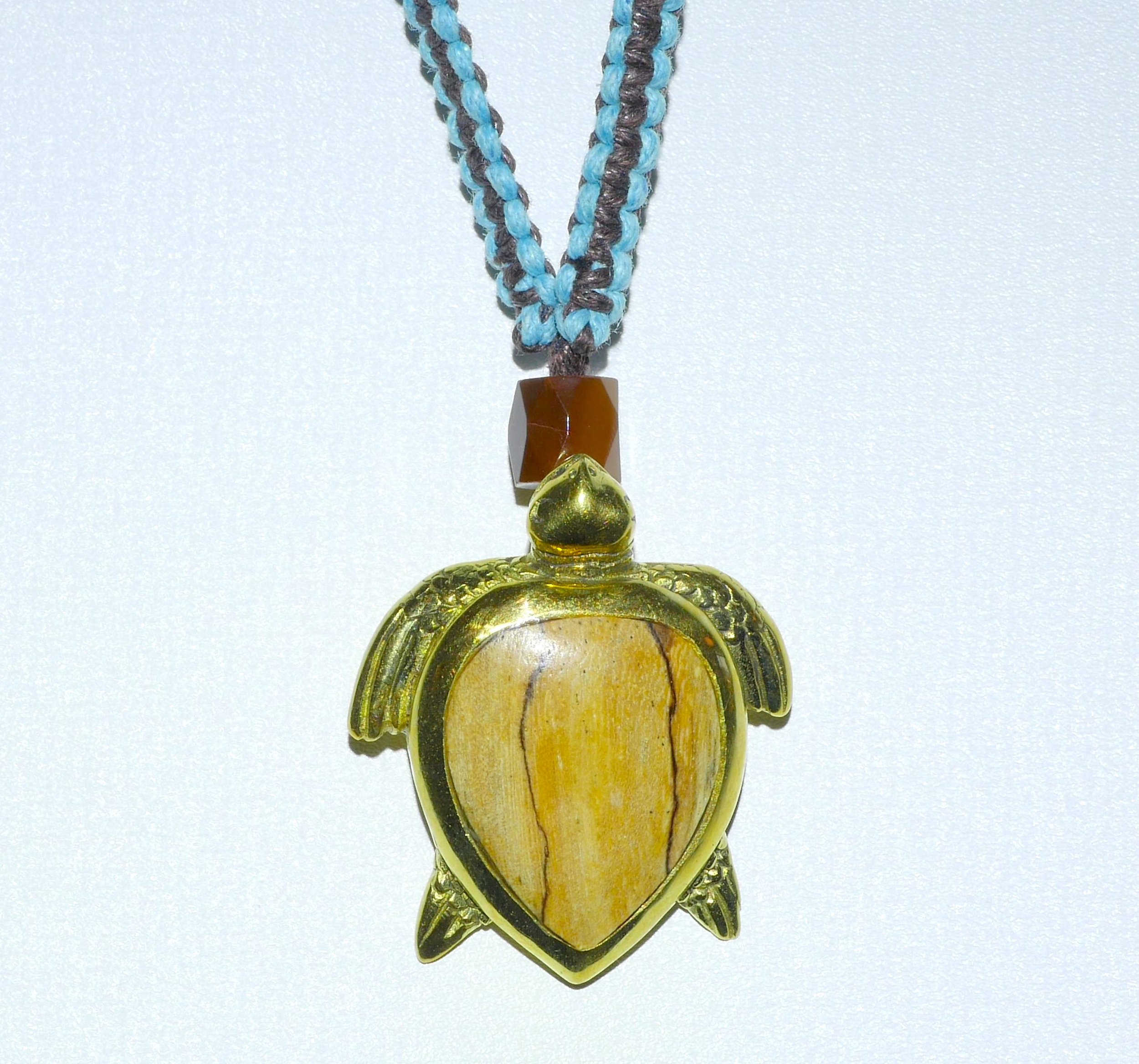 Sterling Silver Turtle with 2 Blue Opal Stones Pendant Necklace - Coastal  Passion