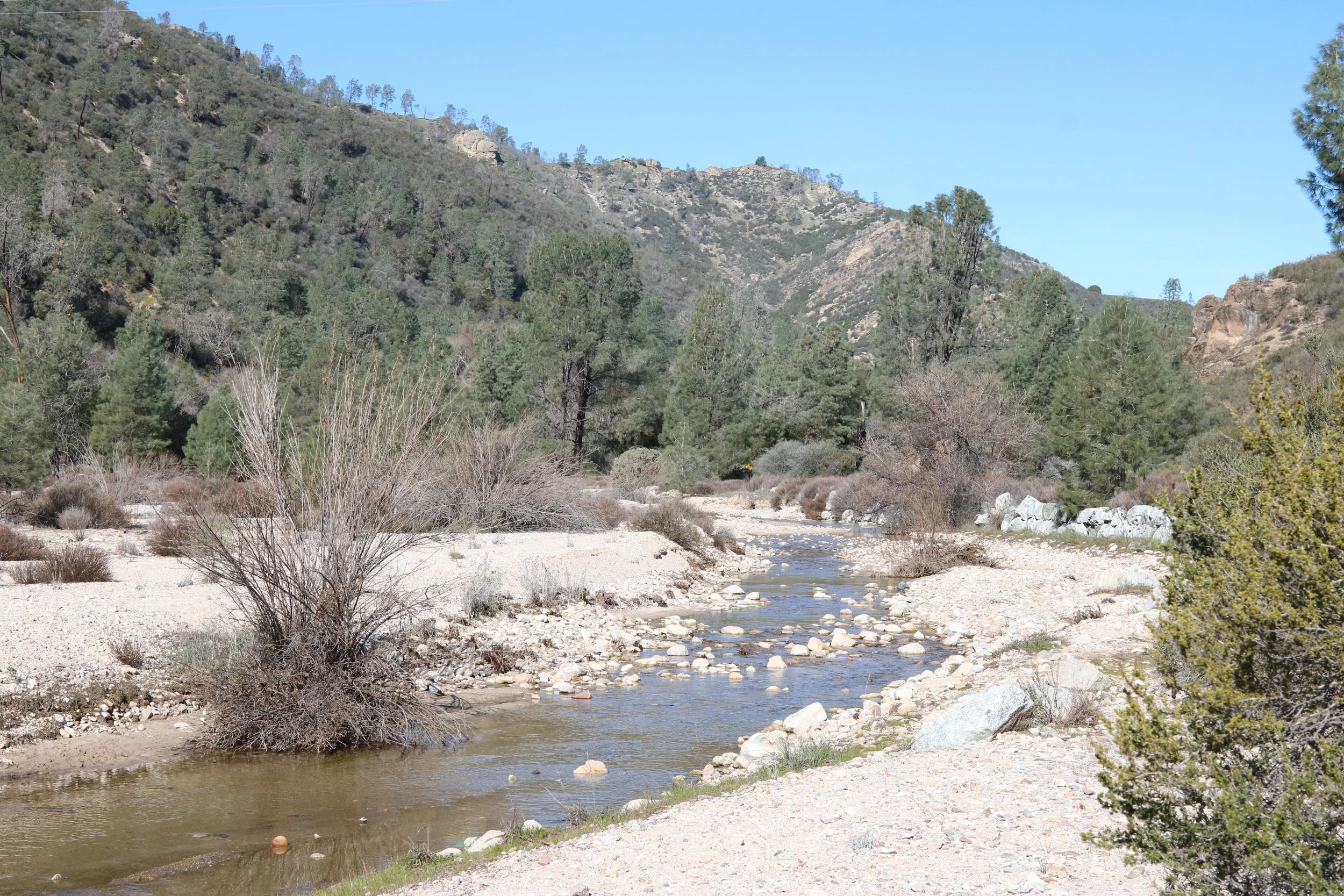 Day two - We did the second half of the Bend trail we had done the first time. Riverbed water is flowing down from the canyon in the background.
