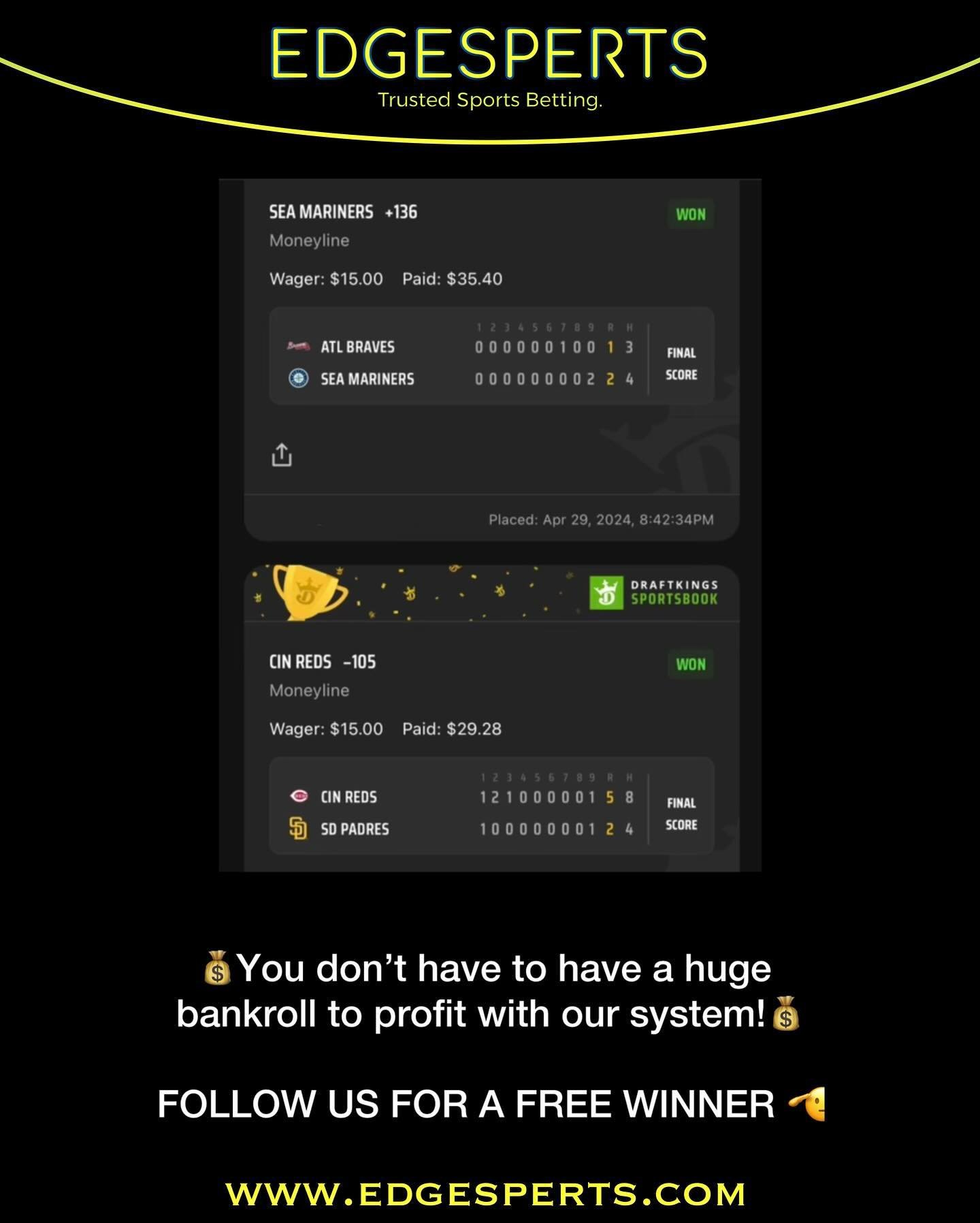 💰You don&rsquo;t have to have a huge 
bankroll to profit with our system!💰

FOLLOW US FOR A FREE WINNER 🫡

#SportsBetting #SportsBettingPicks
#SportsGambling #Sportsbook
#SportsBettor #SportsPicks
#betting #WinningPicks
#SportsBettingTips #Handica