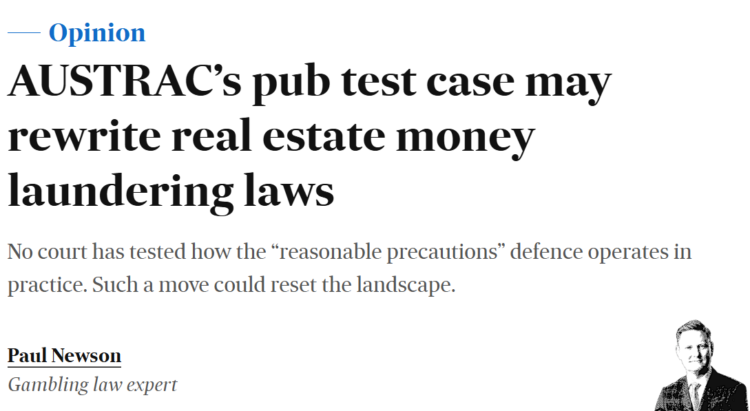 AUSTRAC’s pub test case may rewrite real estate money laundering laws