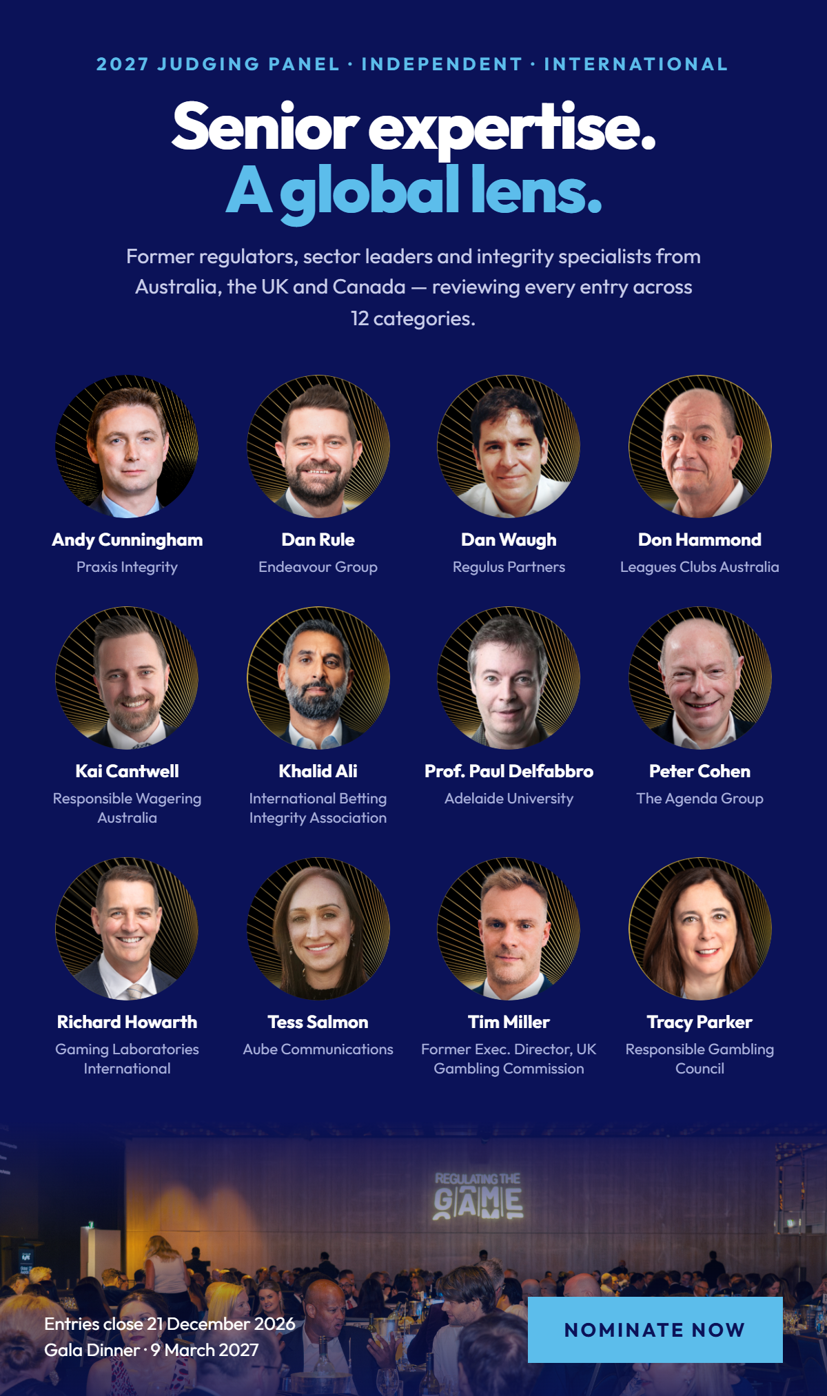 Andy Cunningham joins the twelve member judging panel for the 2027 RTG Global Awards