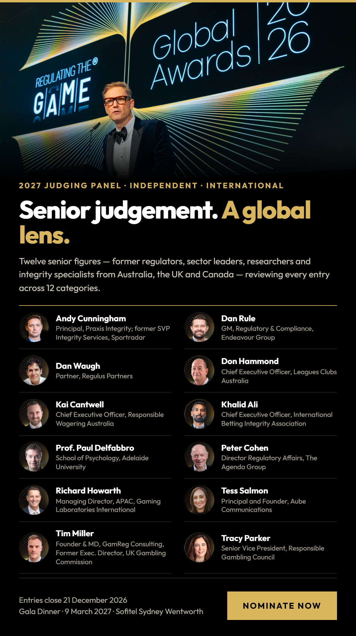 Andy Cunningham joins 12-member judging panel for the 2027 RTG Global Awards