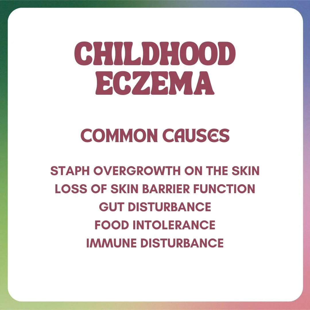 Does your child suffer from eczema?

It's important to not only treat the symptoms, but to treat the underlying drivers to ensure skin integrity is optimised to avoid reoccurrence. 

This is where a functional medicine practitioner can help you to id