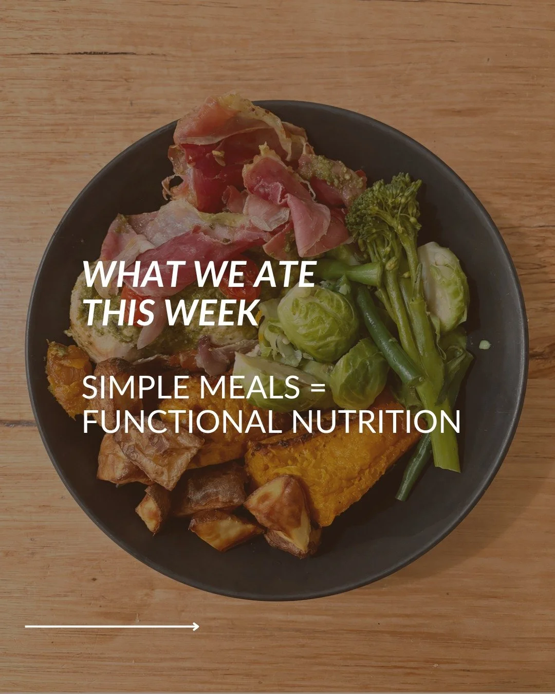 This is a good example of what I mean when I talk about simple, functional meals.

Nothing complicated - just a balance of protein, carbohydrates, fats, and fibre.

Meals like this support gut health through diversity and cooked, easy-to-digest foods