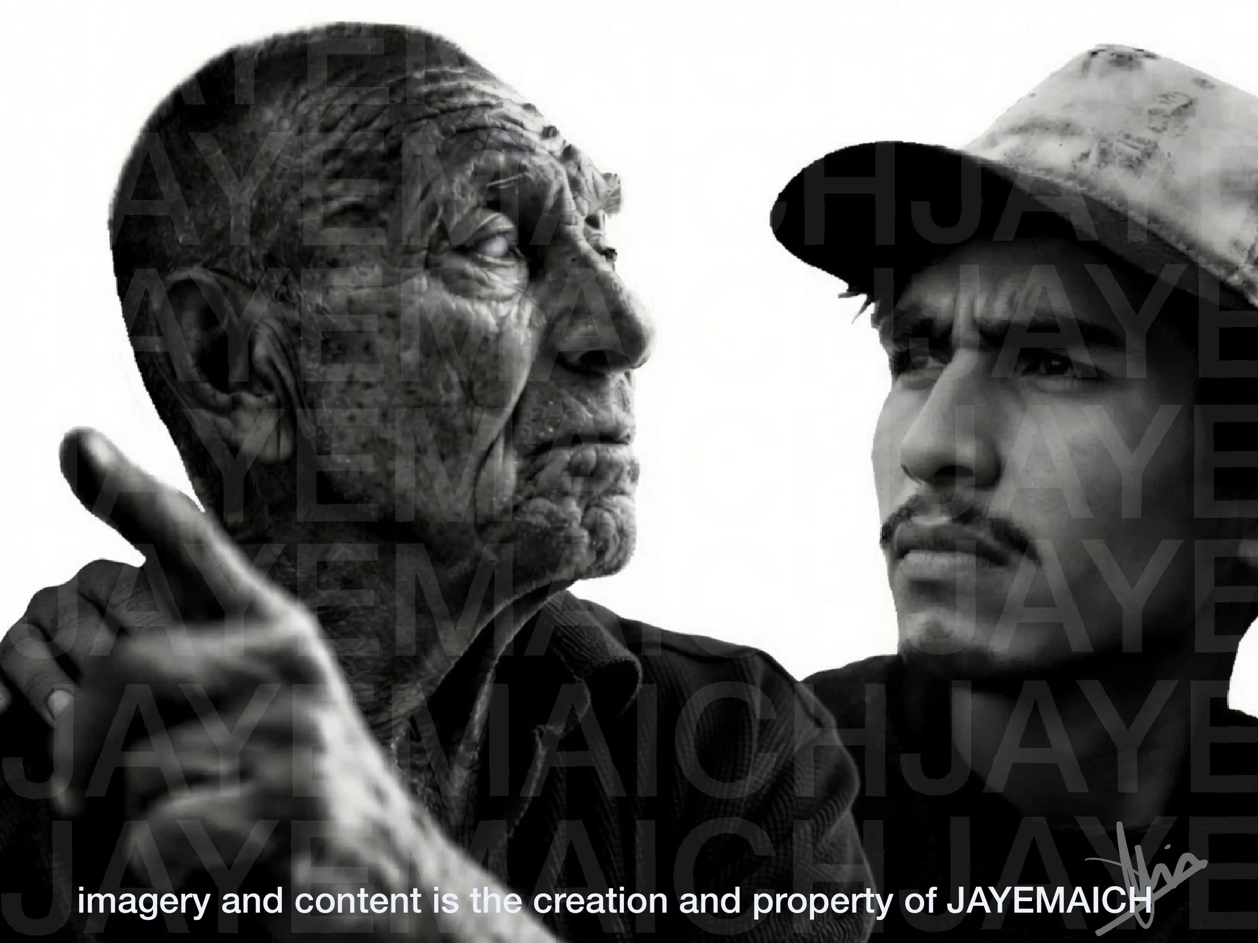"BLIND WISDOM" this art piece is about wisdom leading the future through the unknown. While the older man is blind in reality, the younger is blind in theory, and the truth and sight is that of the wisdom gained though life's journey. 