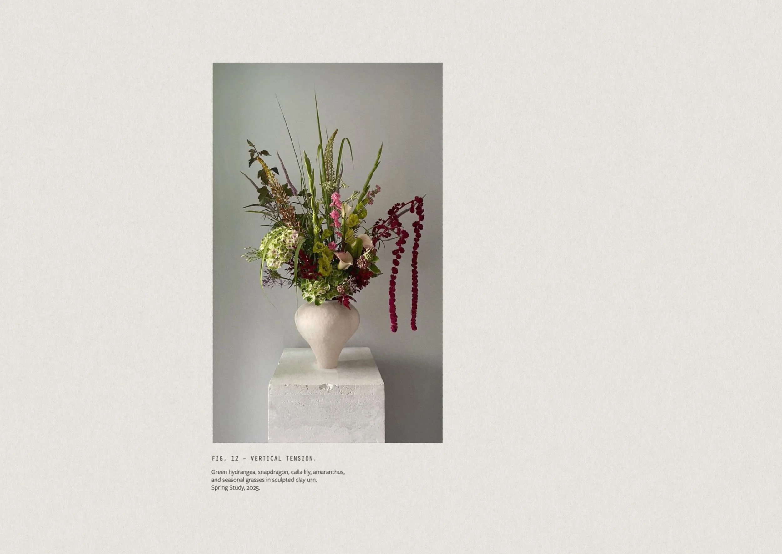 Stillform Floral Studio editorial brand layout inspired by contemporary art gallery design