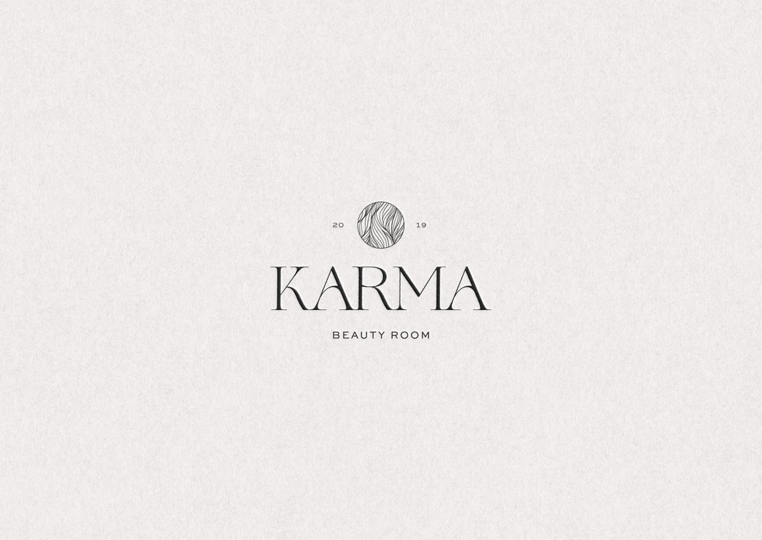 Karma Beauty Room logo design for modern, coastal hair salon branding