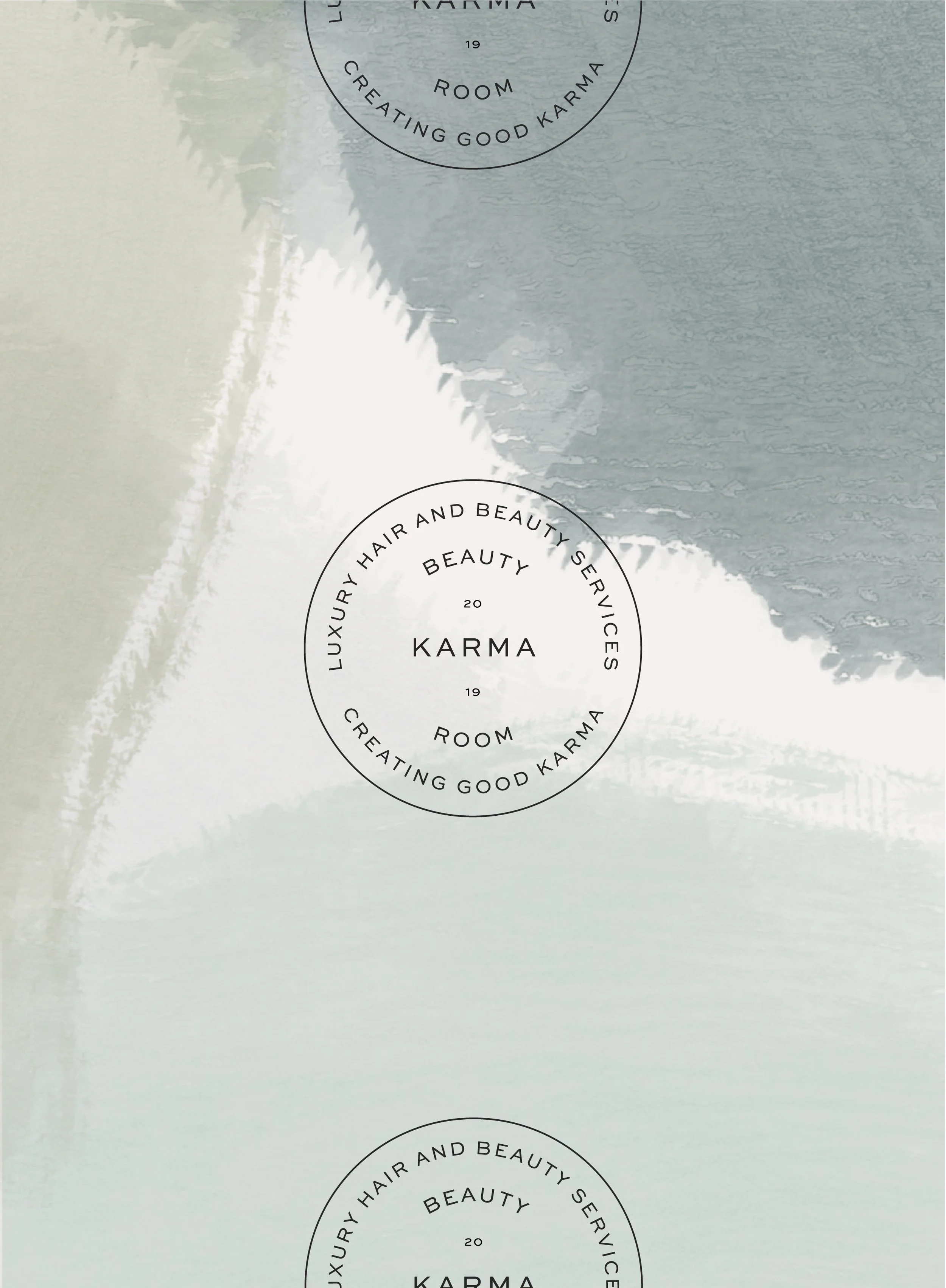 Karma Beauty Room brand mark logo design for modern coastal hair salon branding