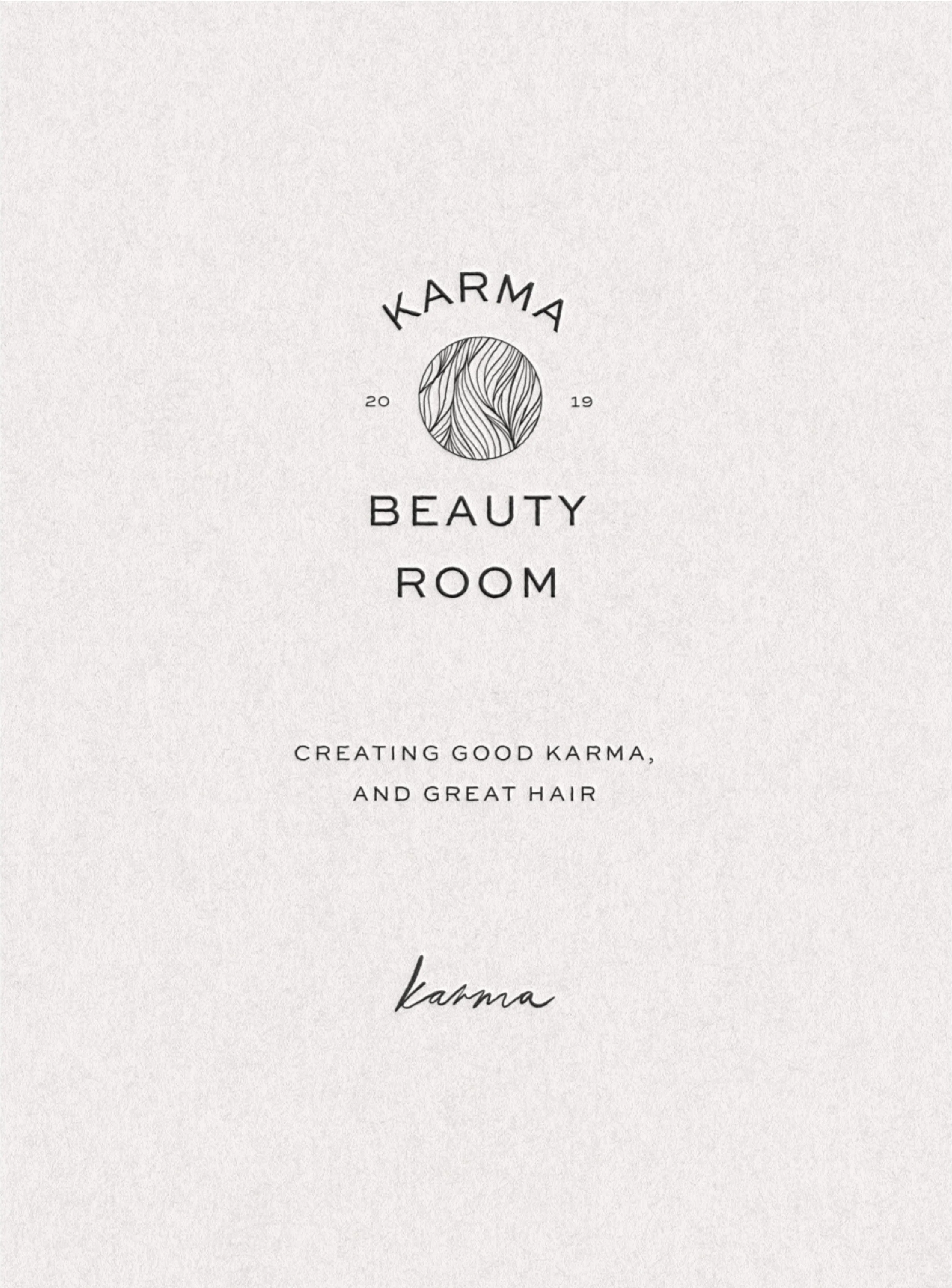 Karma Beauty Room typography system for modern, refined, coastal, hair salon brand identity