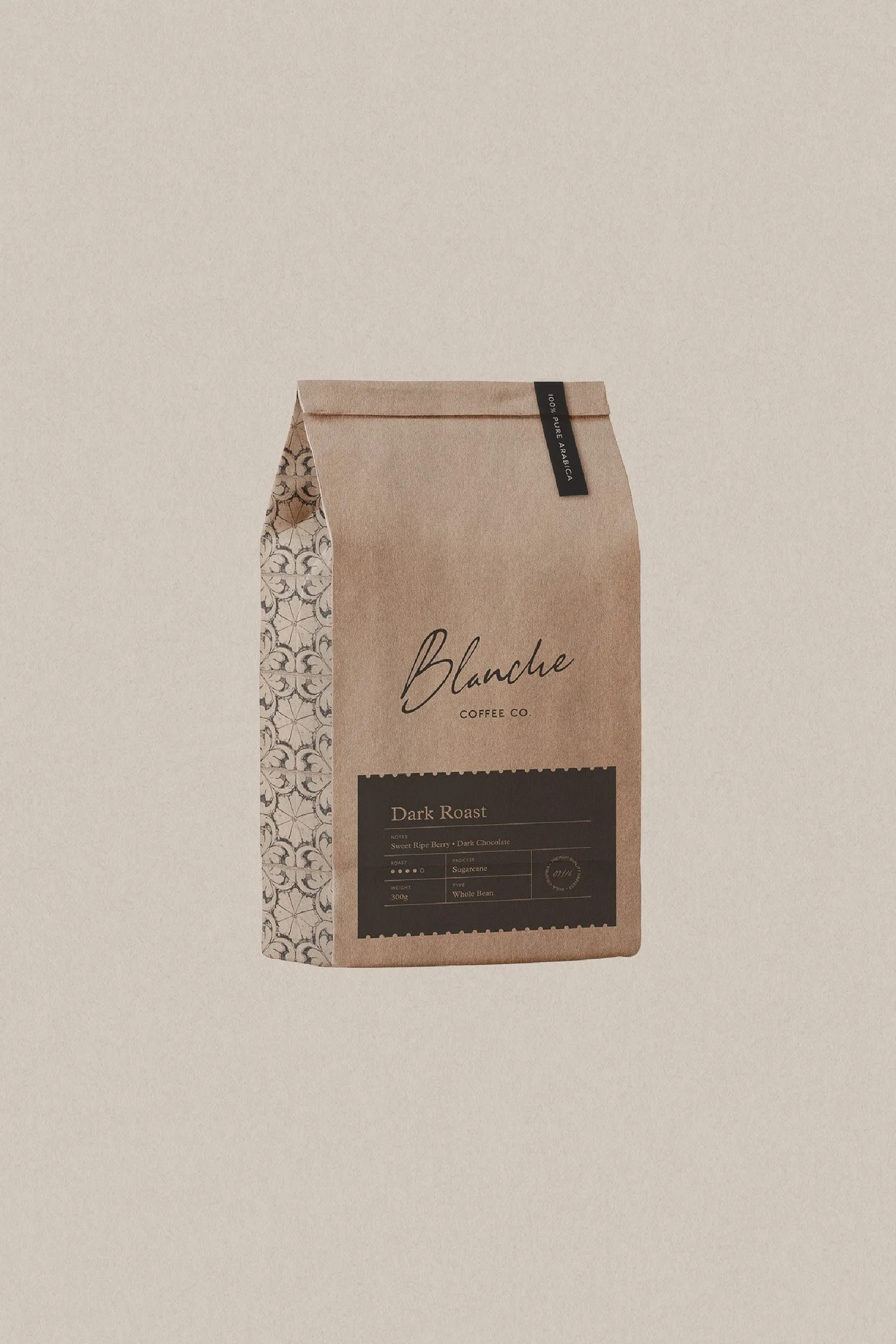 Blanche Coffee Co coffee packaging design for Parisian inspired cafe brand