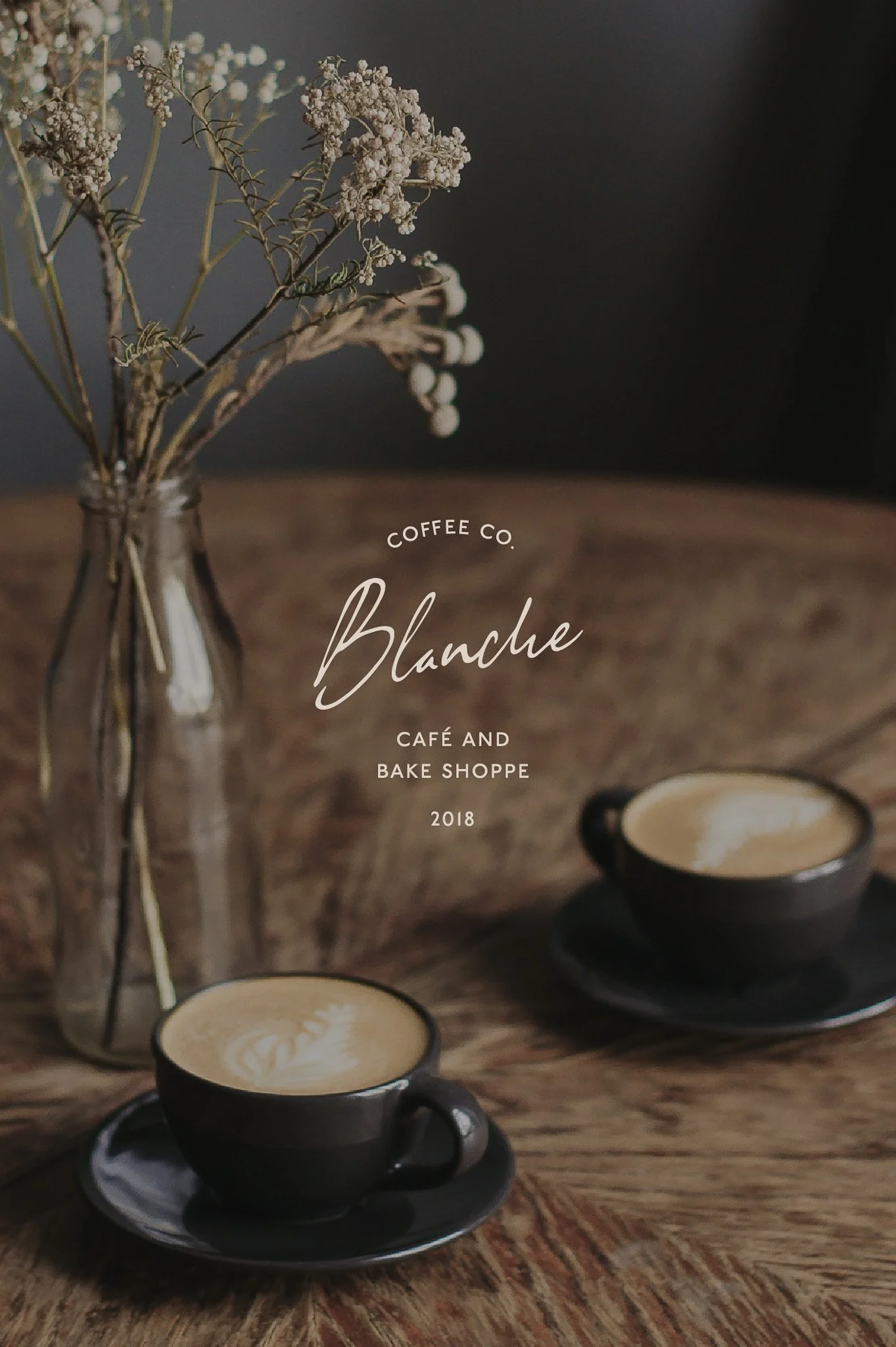 Blanche Coffee Co hand-written brand mark logo design for chic Parisian style coffee house branding