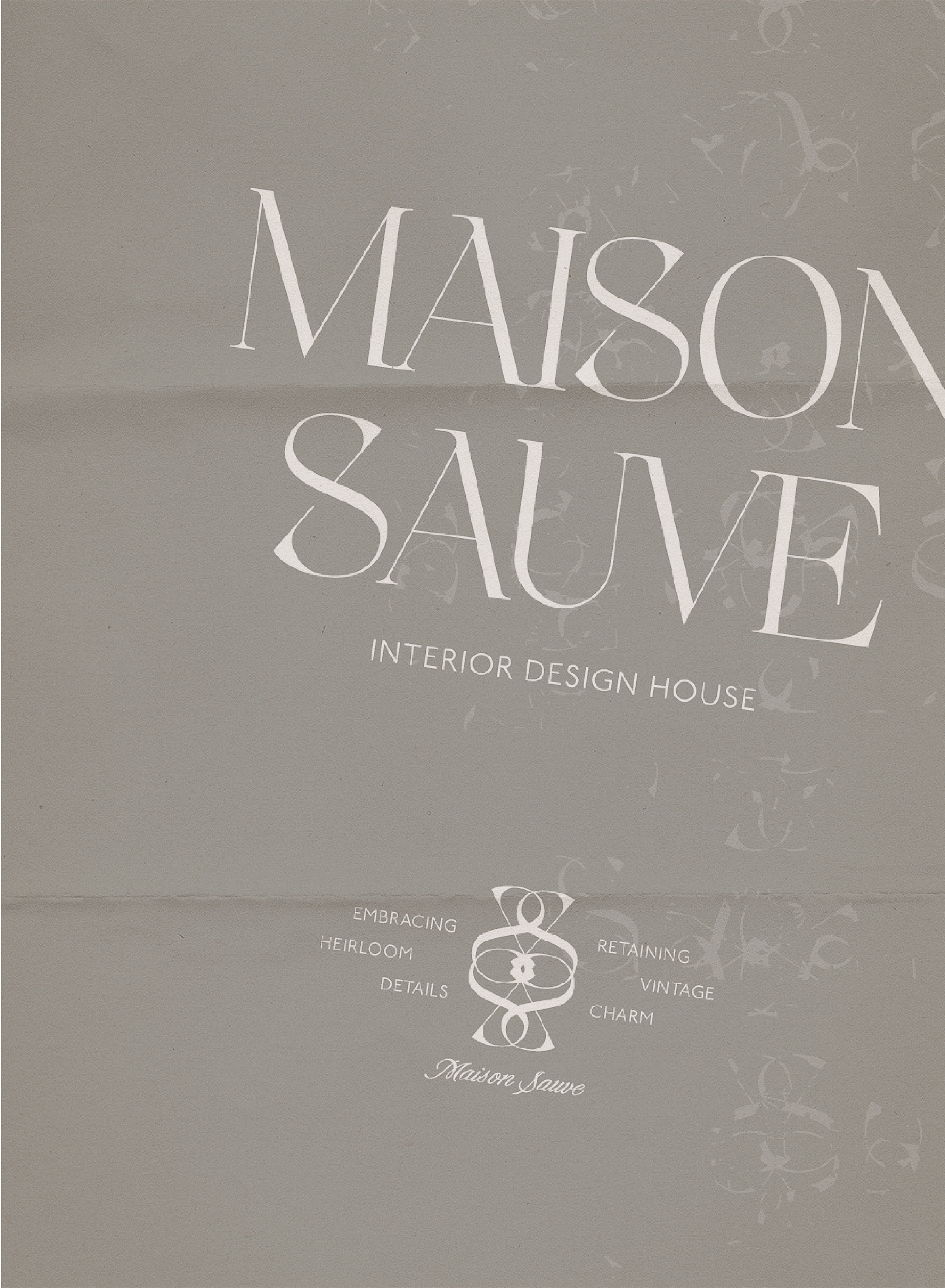 Maison Sauve brand identity with vintage inspired typography, neutral palette and brand mark logo designed by Oak + Ember Design Studio