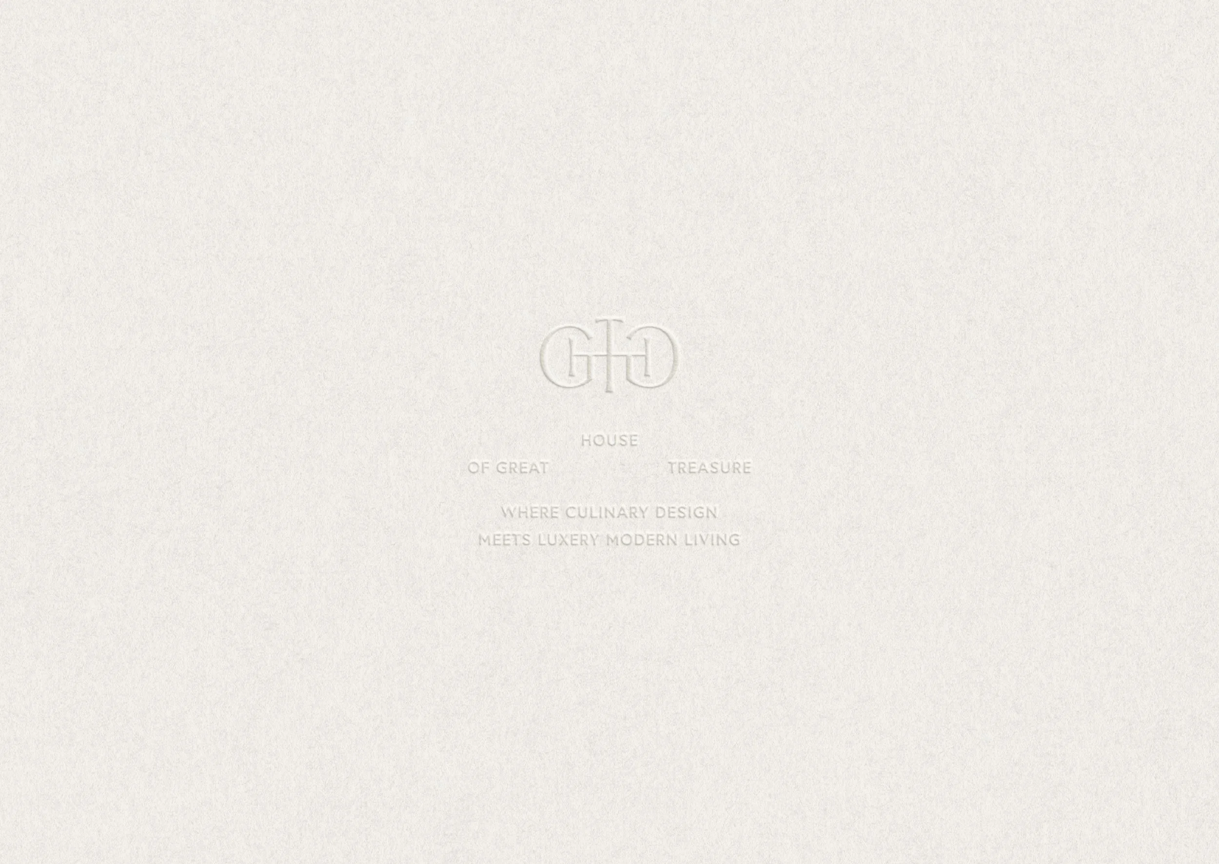 House of Great Treasure monogram brand mark design and typography detail for luxury kitchen showroom branding