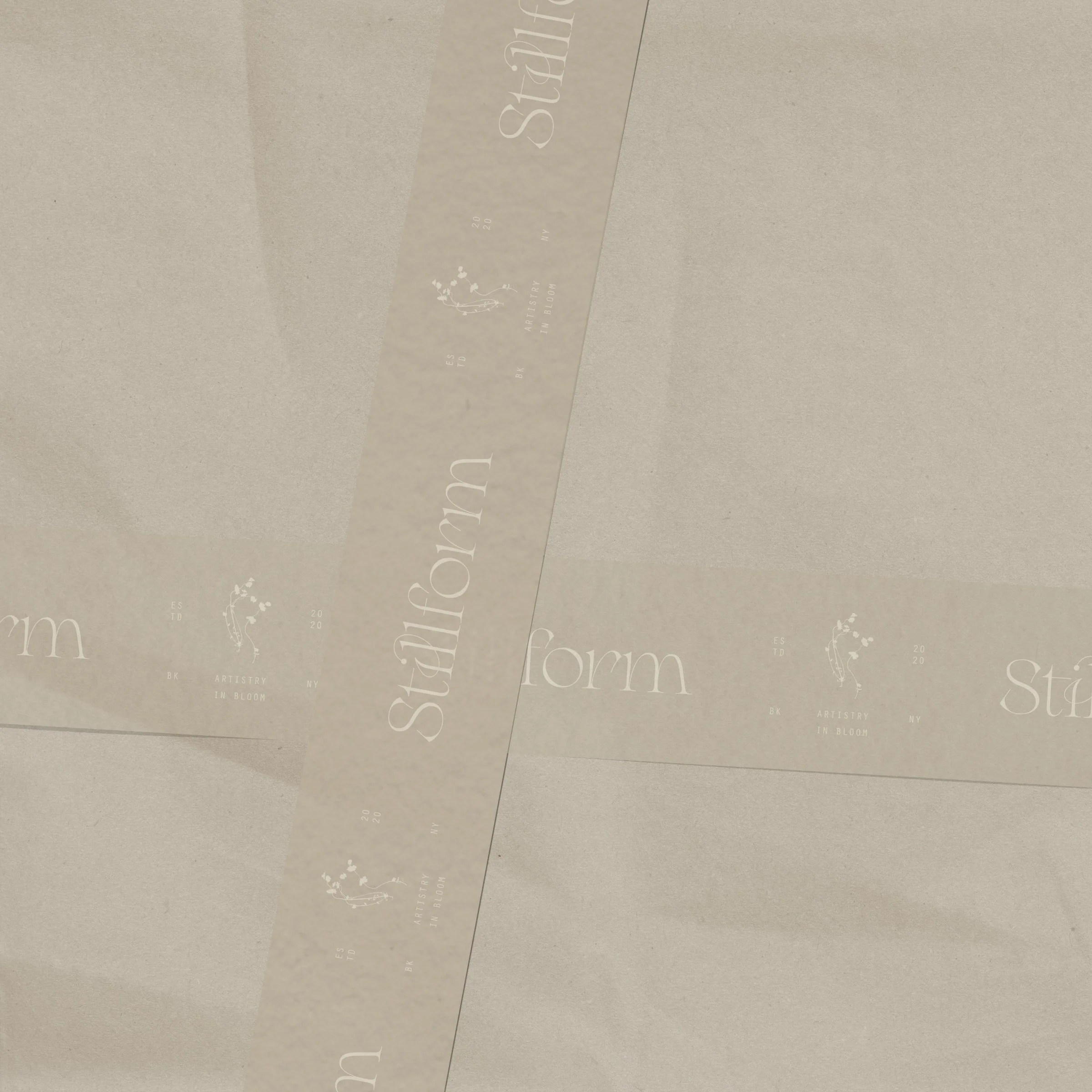 Stillform Floral Studio flower bouquet paper packaging design reflecting modern romantic and artful brand identity