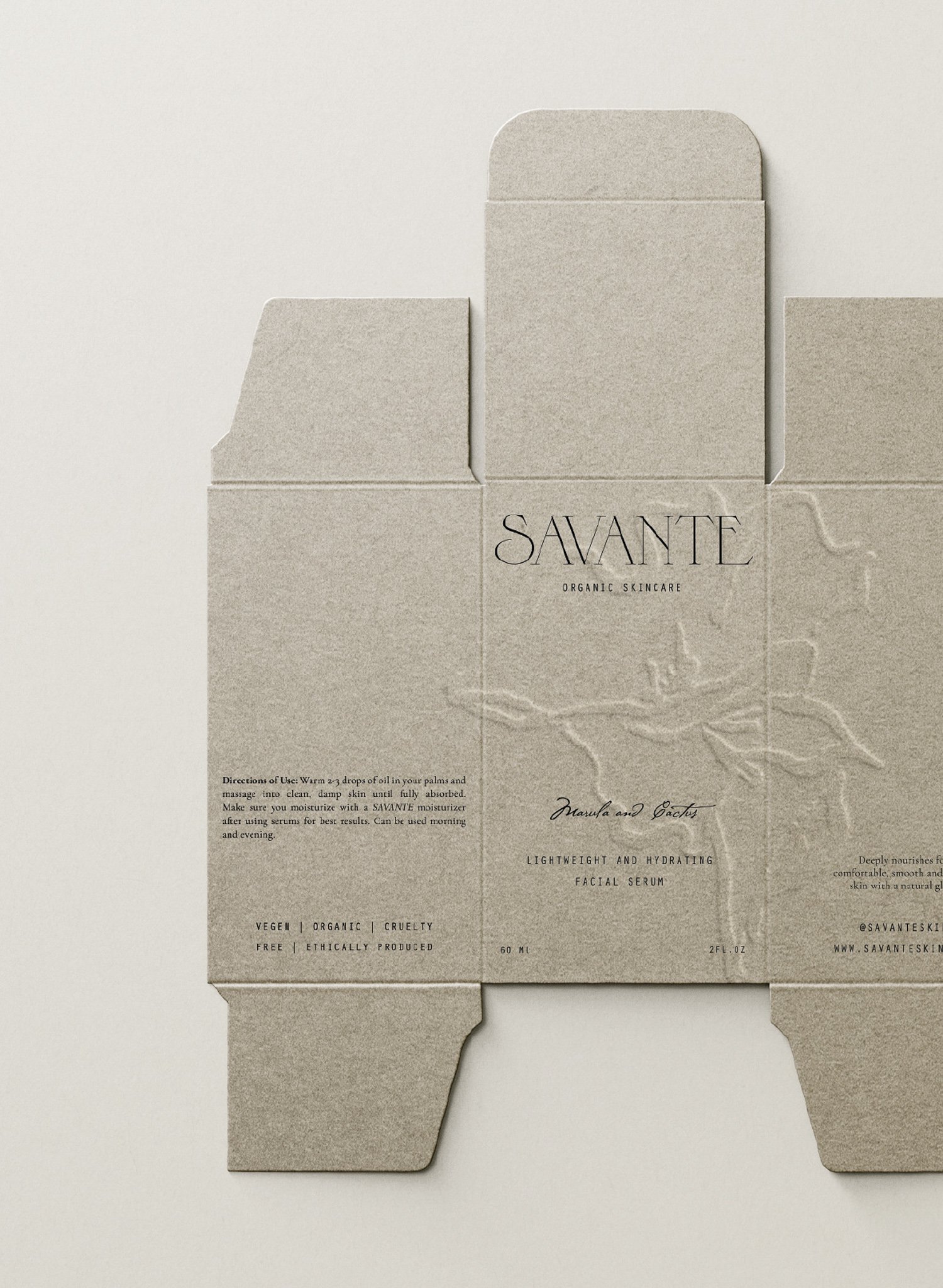 Savante Skincare branding packaging label design by Oak + Ember Studio