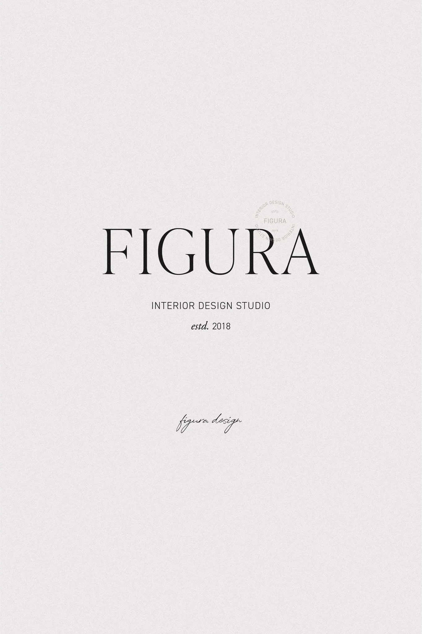 Black Figura Design logo on white background with handwritten logo beneath