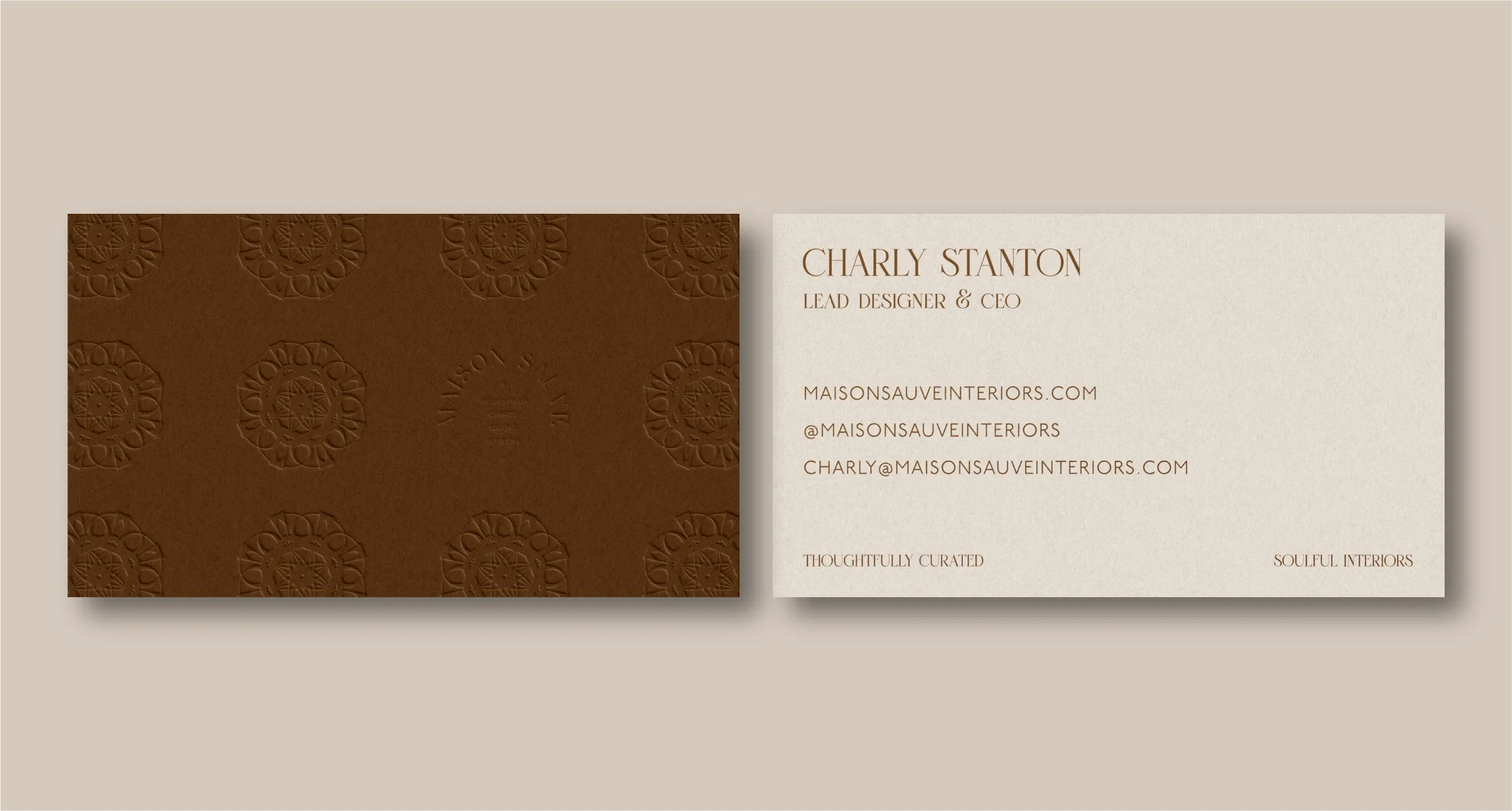 Maison Sauve interior design studio branding stationery design business cards