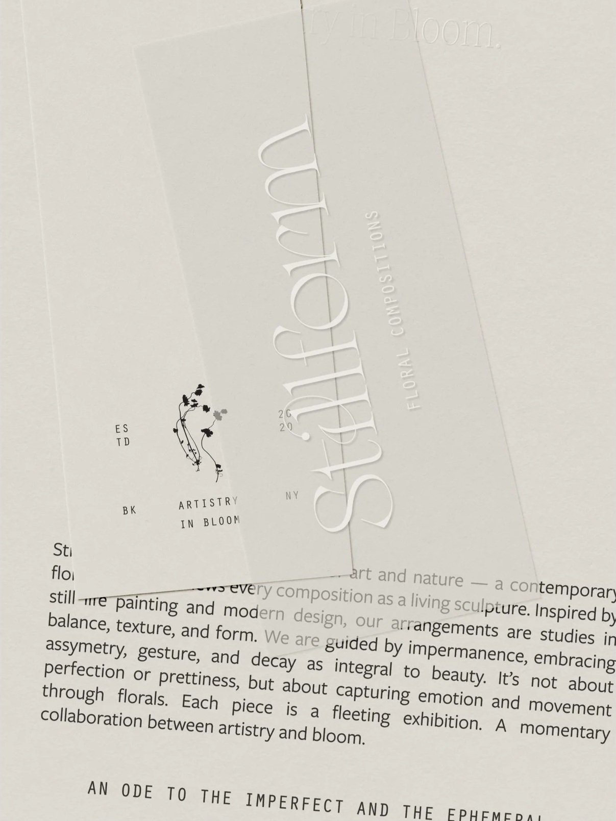 Typography system for Stillform Floral Studio combining elegant serif and modern monospaced typefaces