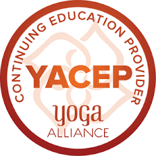 YACEP Yoga Alliance badge with the text 'Continuing Education Provider' and 'YACEP' in the center.
