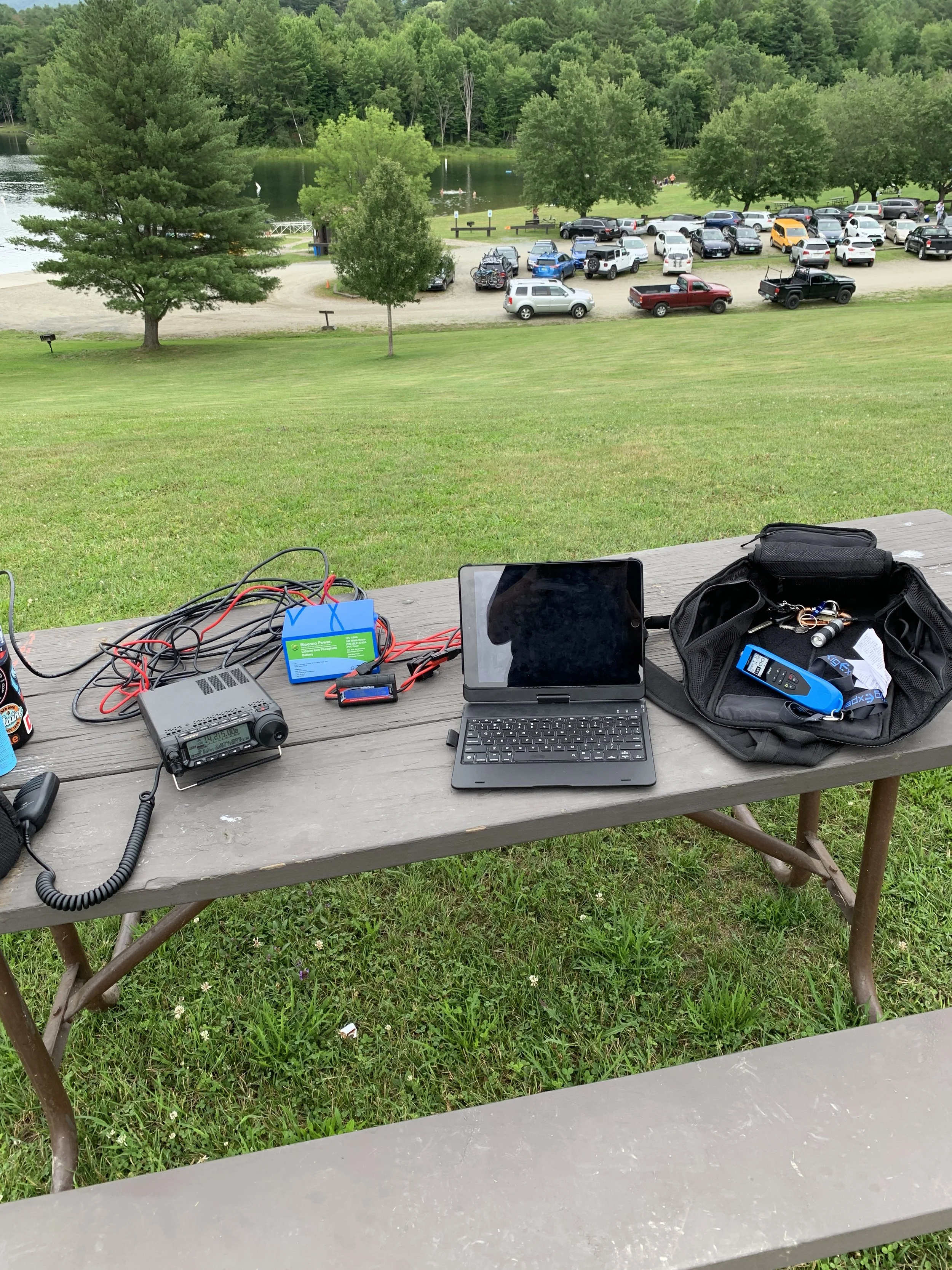 Outdoor amateur radio activation setup in the field